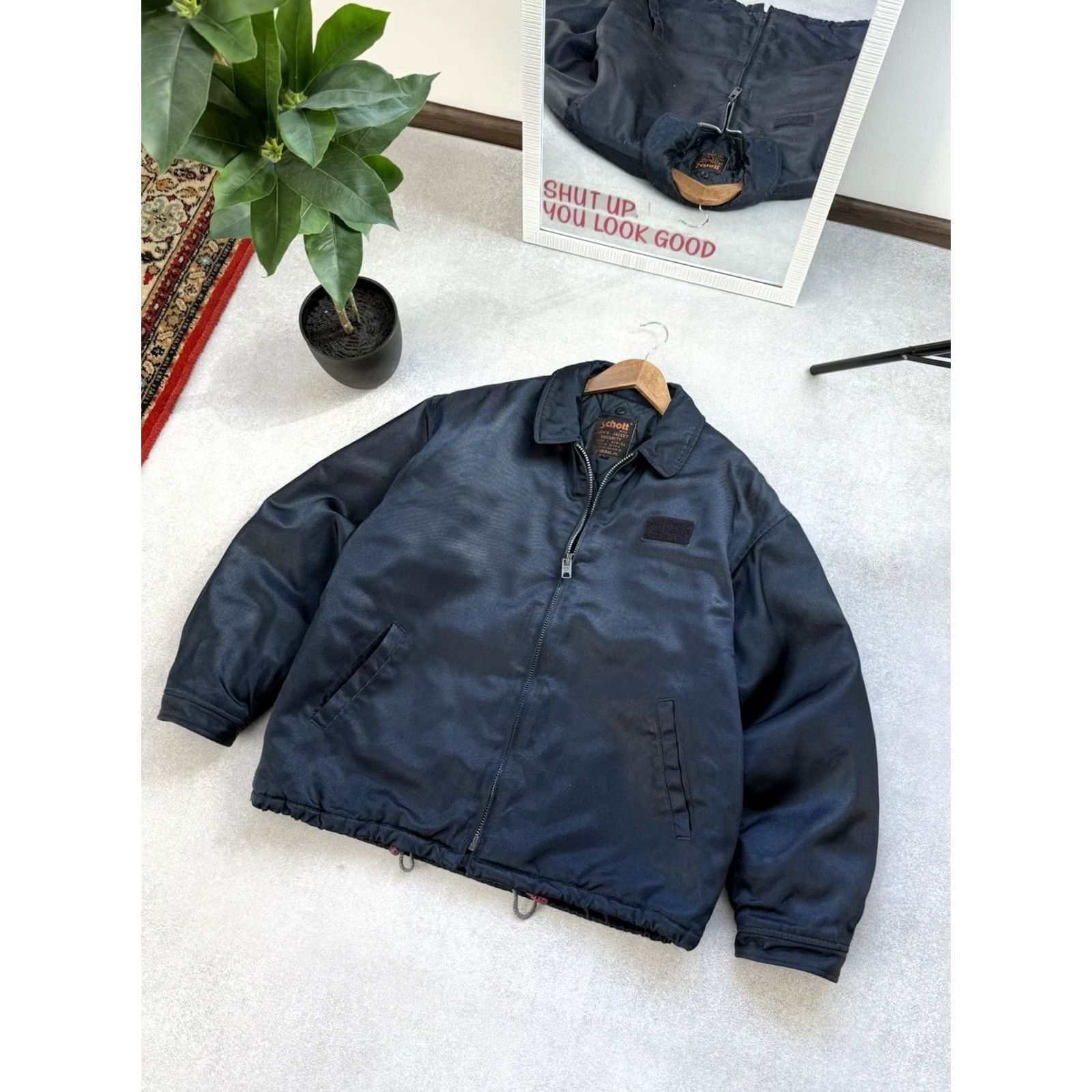 Schott VINTAGE Schott NYC Security Quilted Bomber Jacket Men’s Blue L Bomber Jacket Size US L / EU 52-54 / 3 - 3 Thumbnail