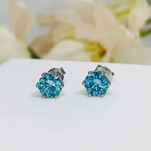 Jewelry Higuchi x Mirei 1CT Blue Color Moissanite Earring Size ONE SIZE - 2 Thumbnail