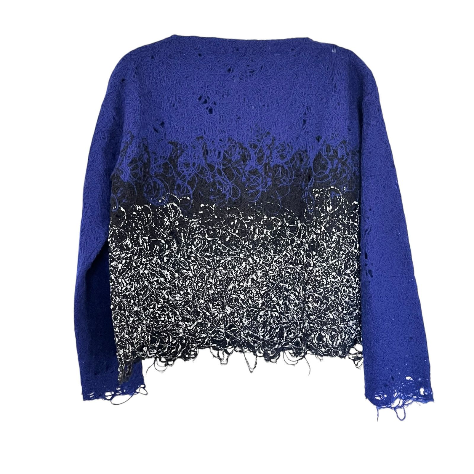 Other PierAntonio Gaspari Blue Black Ombre Embroidered Wool Top Size M / US 6-8 / IT 42-44 - 3 Thumbnail