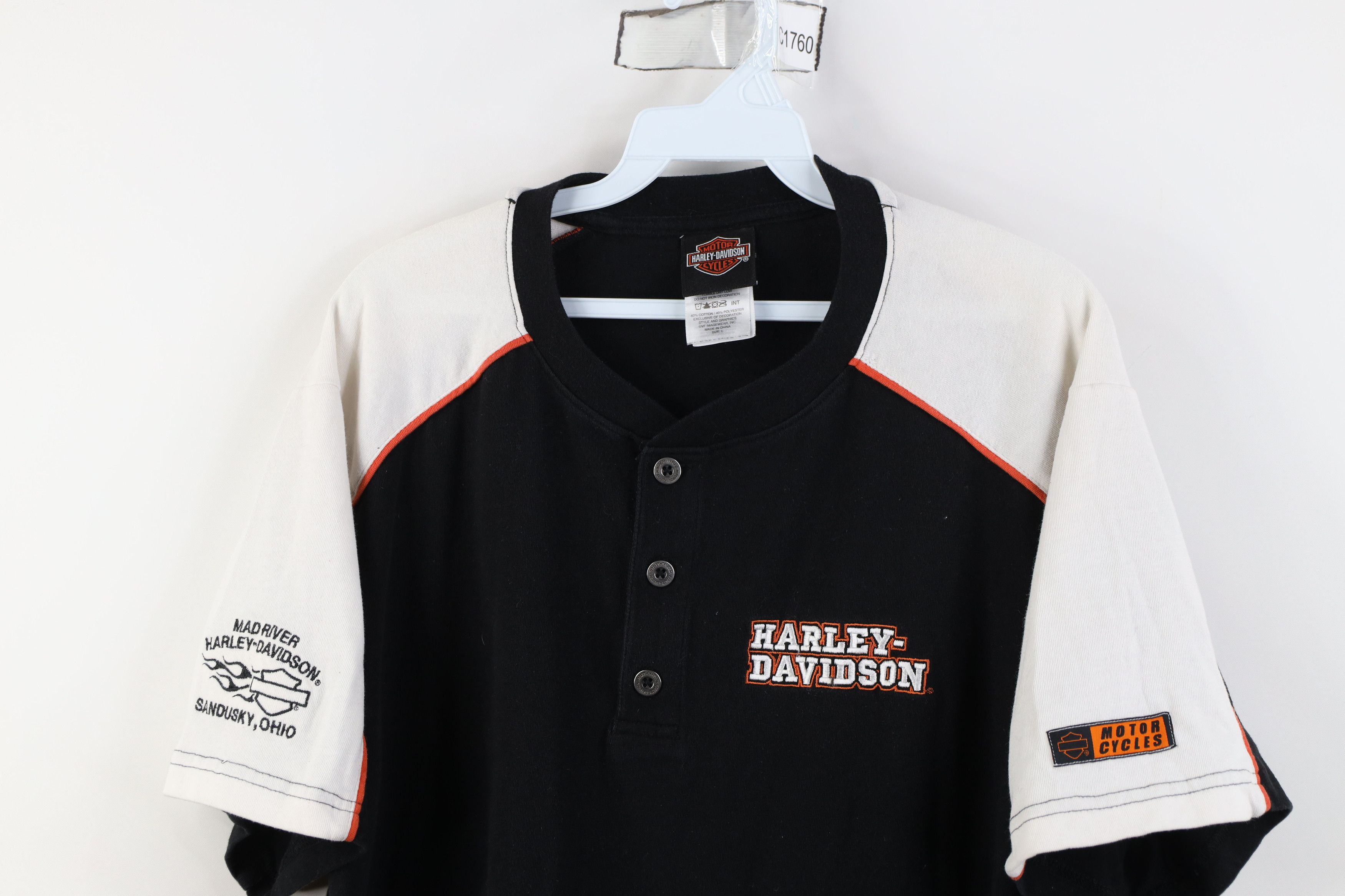 Harley Davidson Vintage Harley Davidson Fire Flames Ribbed Henley T-Shirt Size US L / EU 52-54 / 3 - 2 Thumbnail