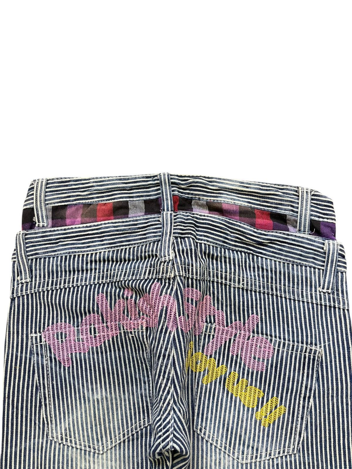 Issey Miyake Vintage Japanese Brand Double Waist Hickory Distress Jeans Size 29" - 4 Thumbnail