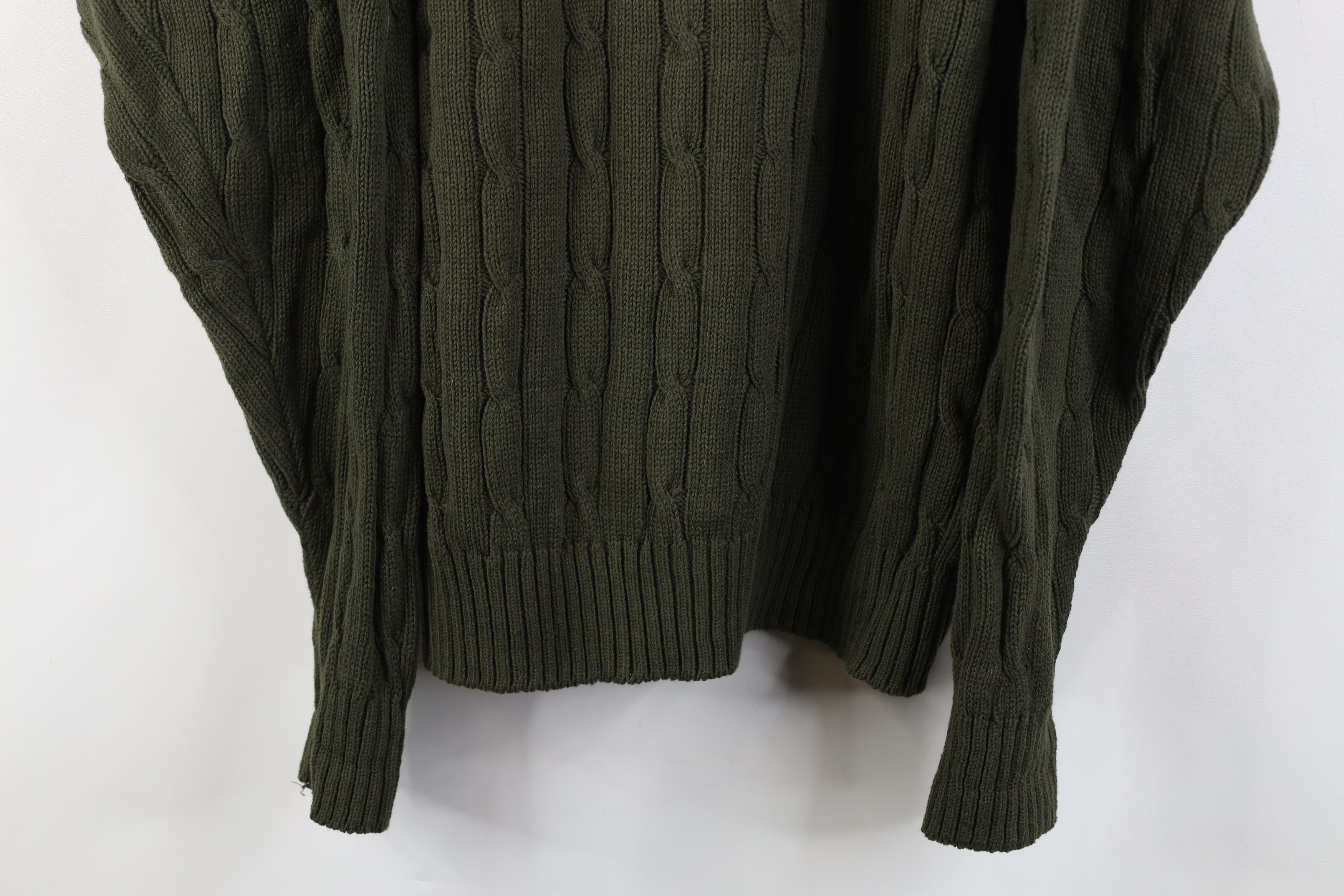 Vintage 90s Izod Chunky Knit Crewneck Sweater Green USA