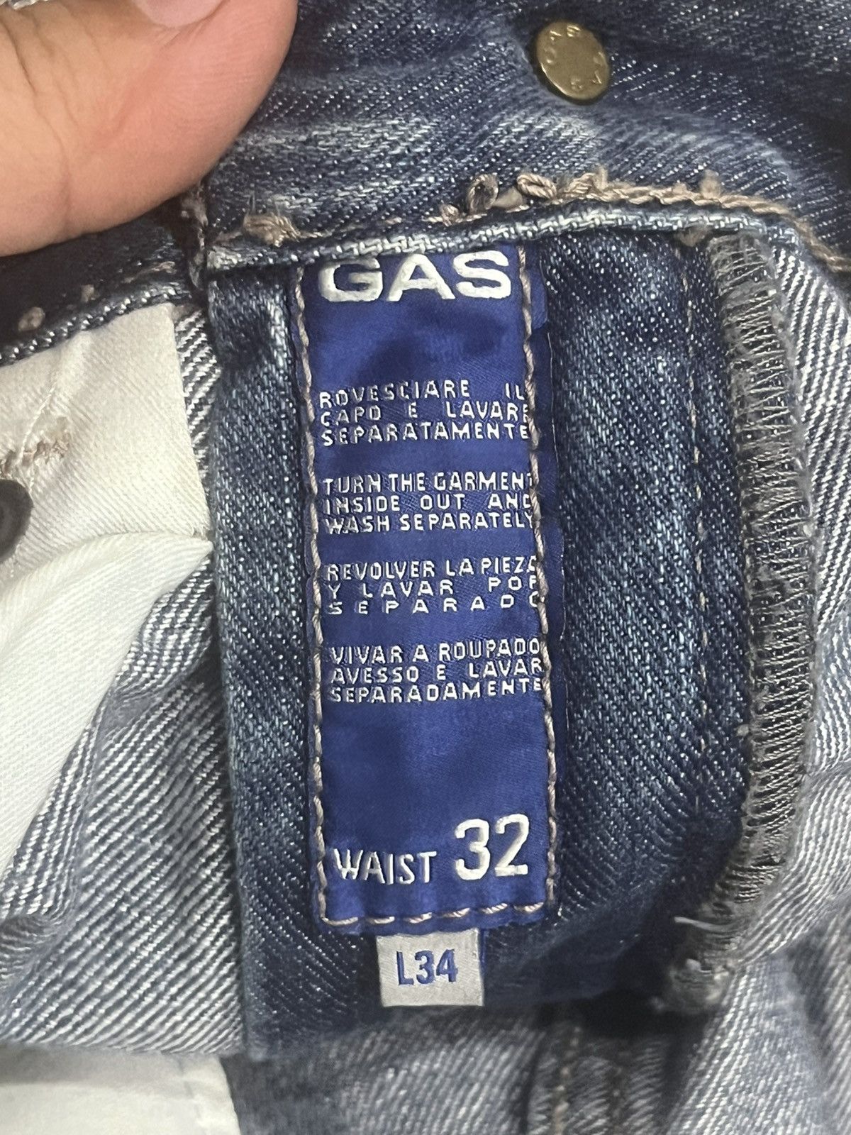 GAS Vintage GAS Blue Faded Washed Straight Leg Jeans Size US 32 / EU 48 - 20 Thumbnail