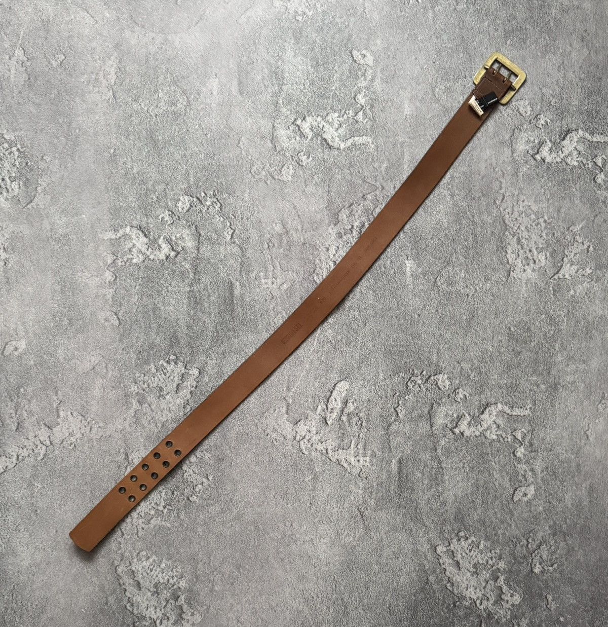 Diesel × Diesel Black Gold Diesel 100cm vintage brown leather belt biker Size ONE SIZE - 7 Thumbnail