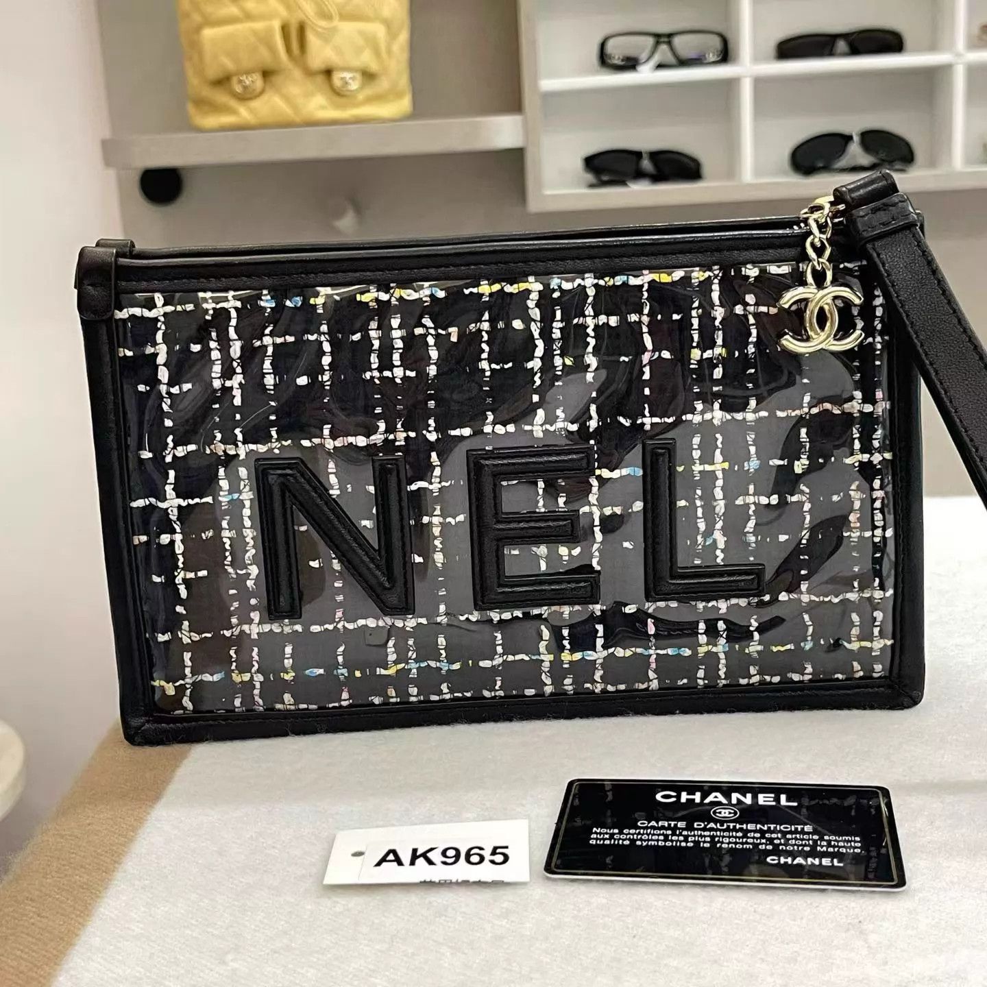 Chanel Chanel Black PVC + Woven Check Clutch w/ Card Size ONE SIZE - 5 Thumbnail