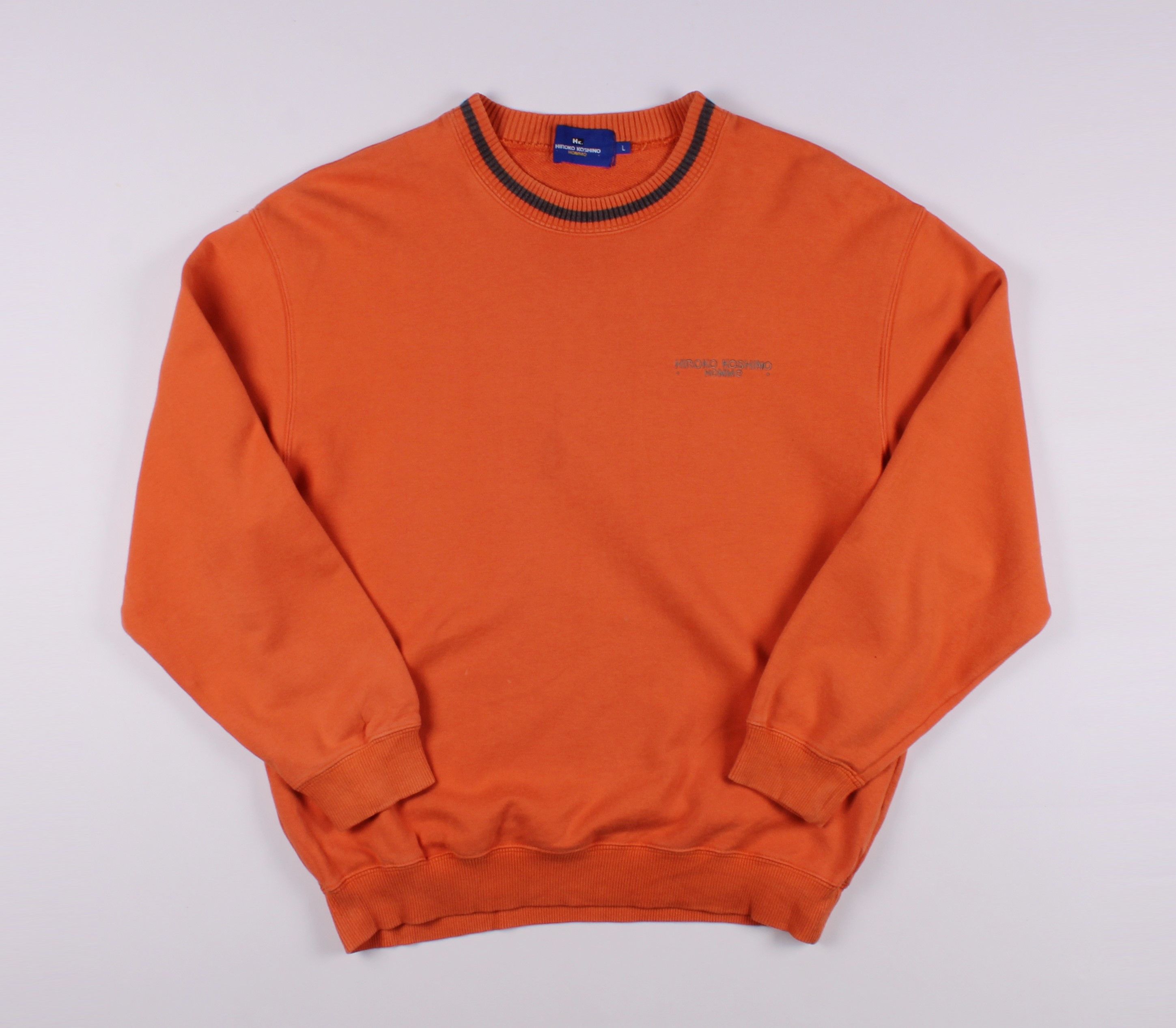 image of Vintage Hiroko Koshino Homme Logo Sweatshirt Jumper in Orange, Men's (Size Large)