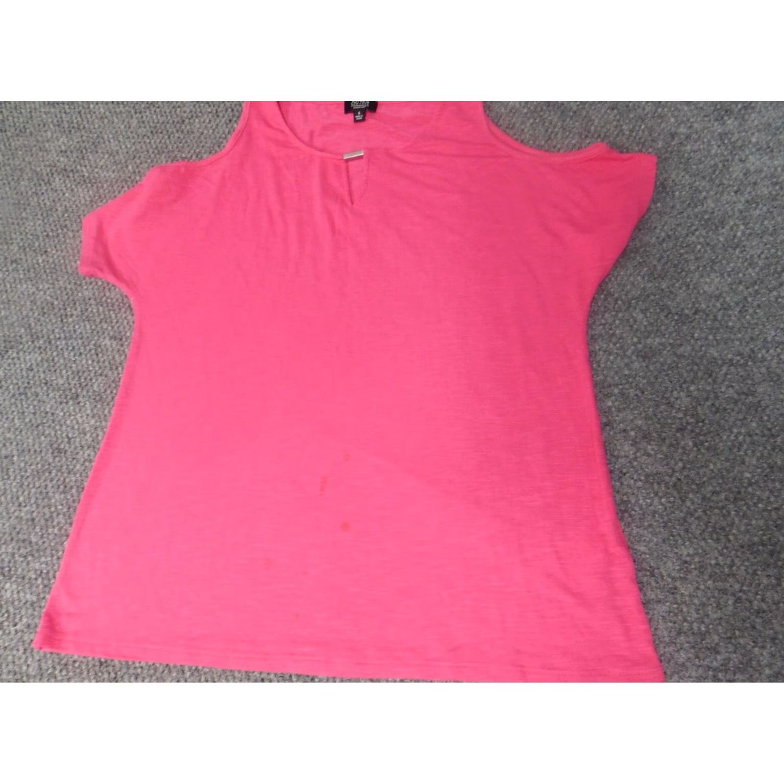 Jones New York Jones New York Womens Blouse S Pink Solid Off the Shoulder Sleeveless Pullover Casual Regular Fit Stretch Pattern: Solid Size S / US 4 / IT 40 - 2 Thumbnail