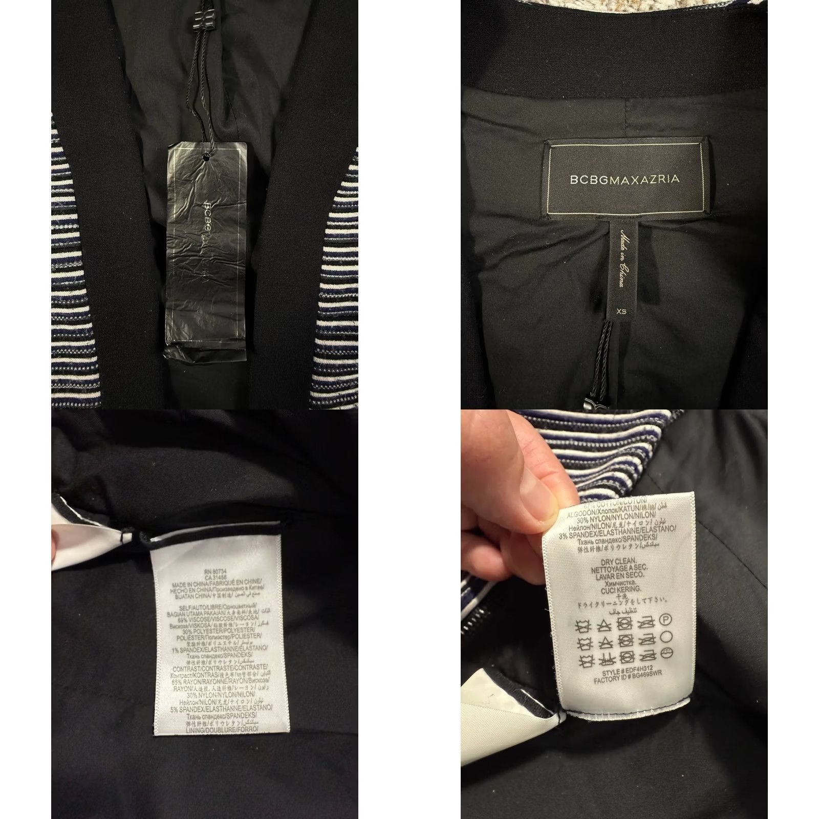 Bcbgmaxazria BCBGMAXAZRIA Women's Striped Blazer Jacket XS Gray Regular Jacket Blazer Womens XS Size XS / US 0-2 / IT 36-38 - 8 Thumbnail
