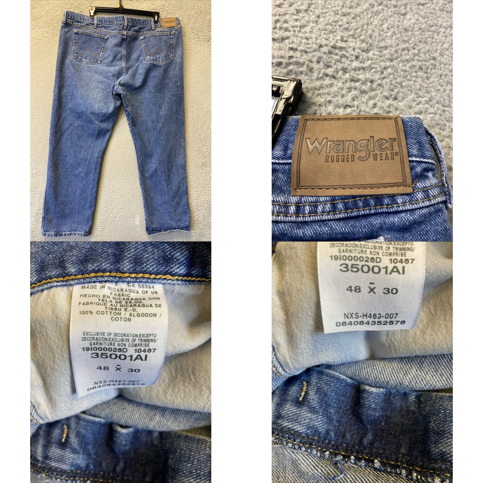 Wrangler VINTAGE Wrangler Jeans Men 47x30 Blue Denim Straight Mid-Rise 5-Pocket US Theme Size US 30 / EU 46 - 8 Thumbnail