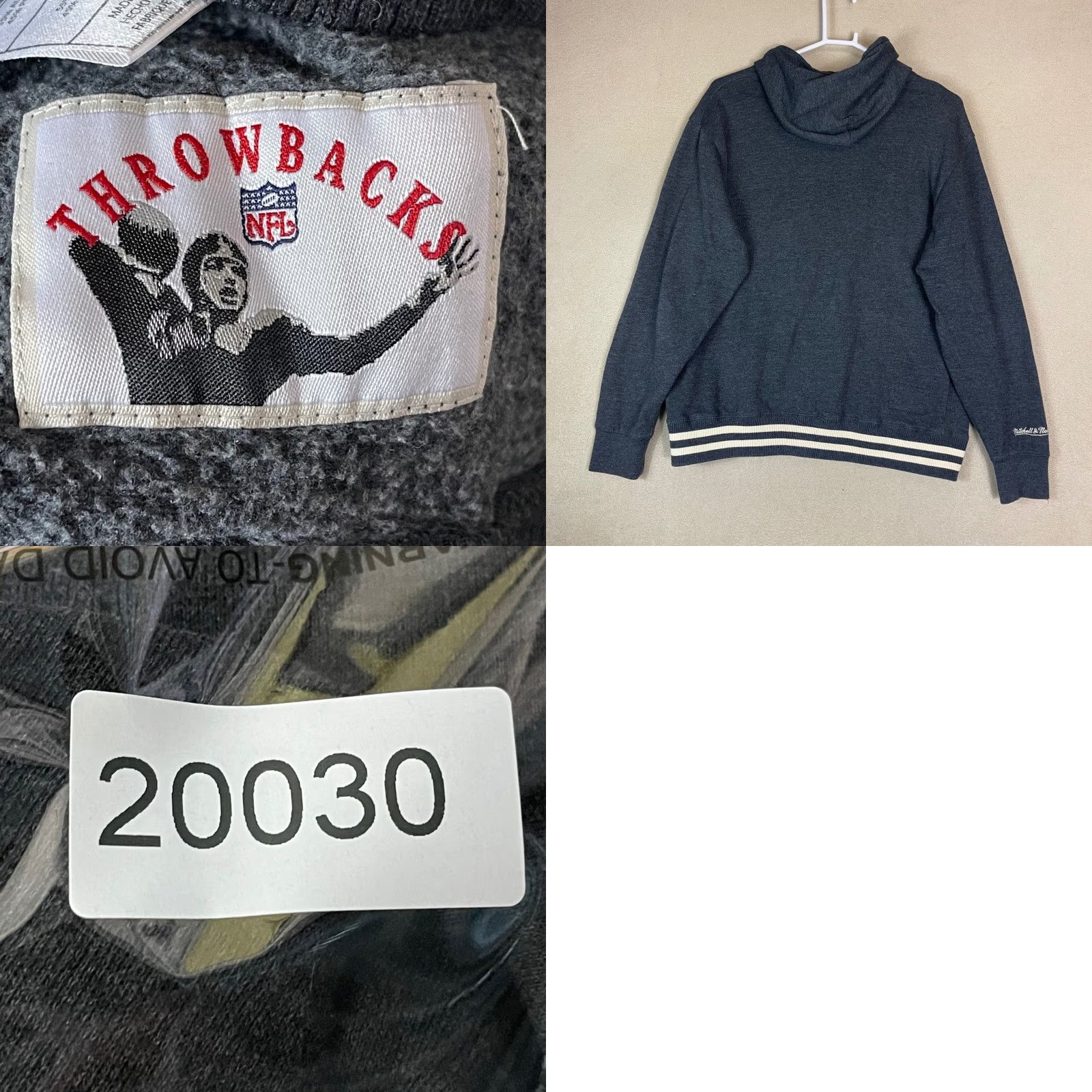 Mitchell & Ness VINTAGE Mitchell & Ness Raiders Hoodie L NFL Throwbacks Charcoal Gray Pullover Size US L / EU 52-54 / 3 - 9 Thumbnail