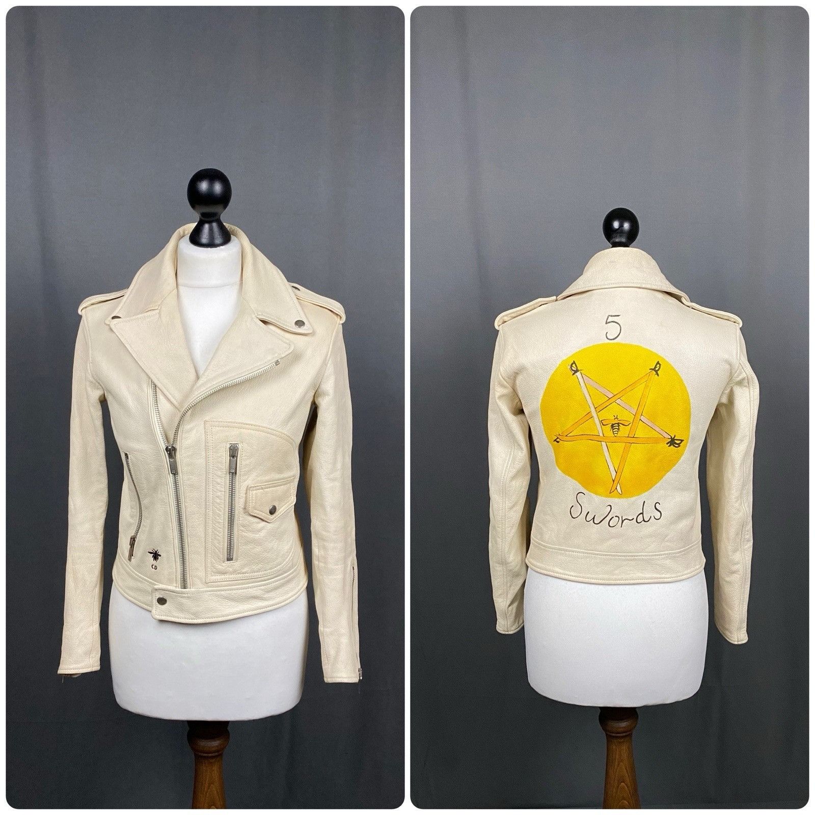 Dior RARE! DIOR Homme Swords Women's Beige Assymetric Leather Bik Size S / US 4 / IT 40 - 1 Thumbnail