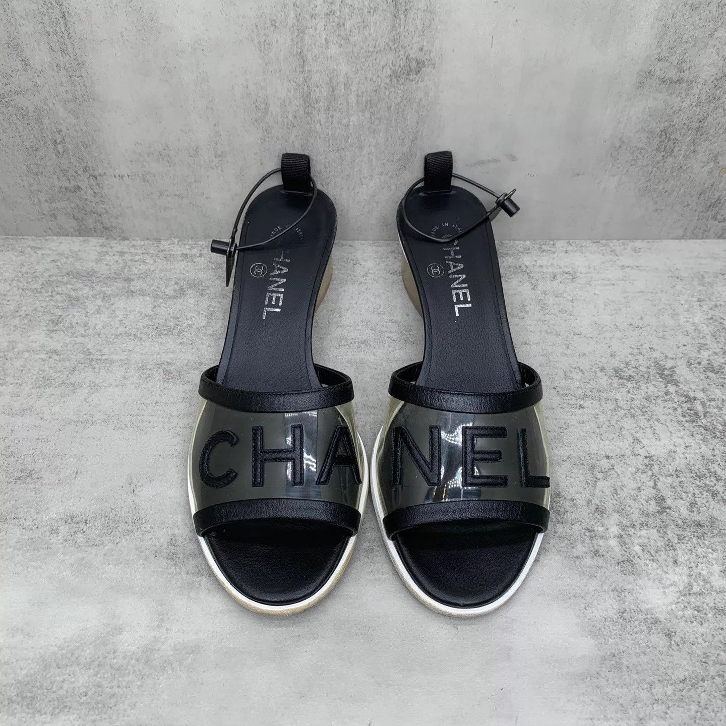 Chanel Chanel Black Transparent Sandals 38.5EU 98new Size US 8 / IT 38 - 4 Thumbnail