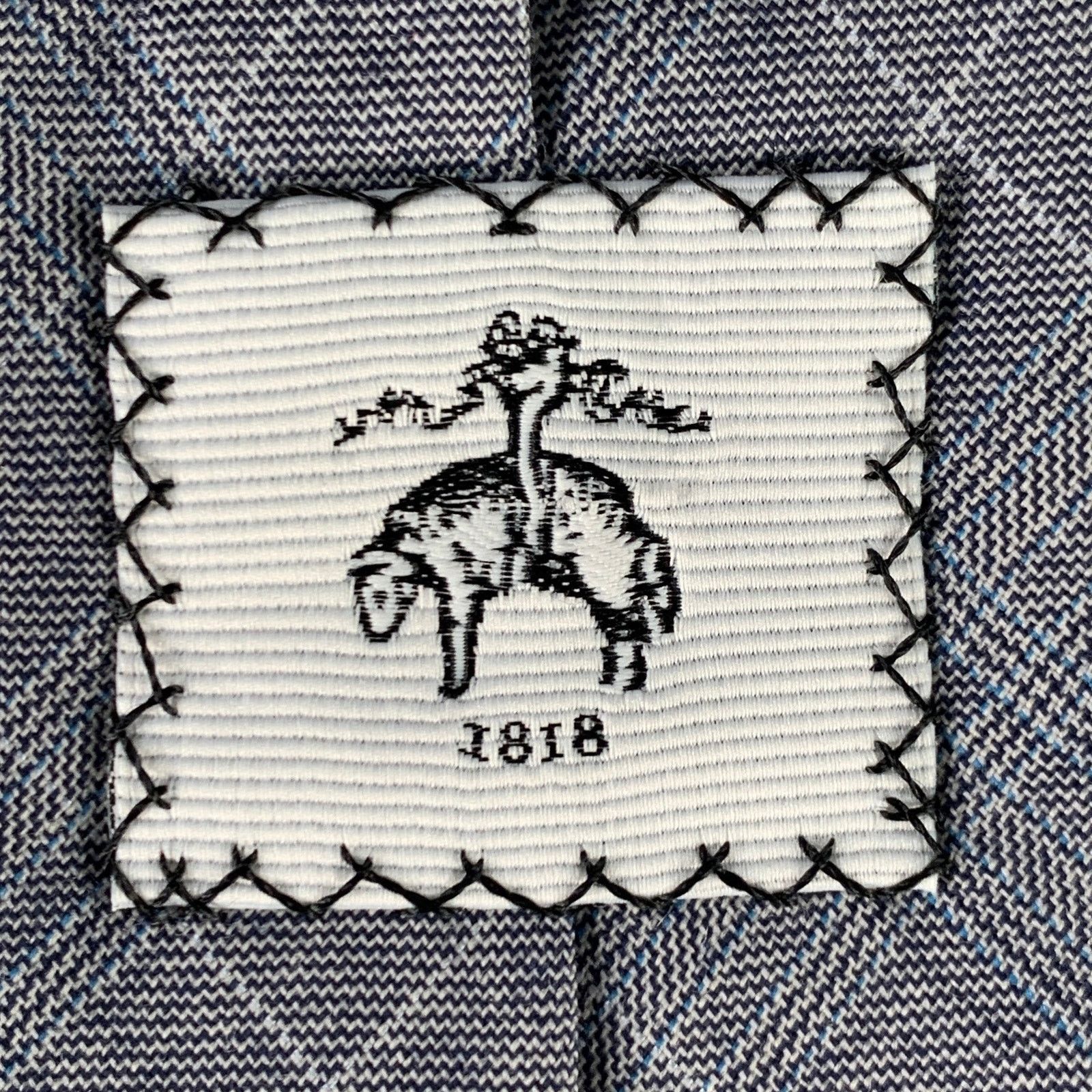 Brooks Brothers Black Fleece BLACK FLEECE Grey White Plaid Wool Skinny Tie Size ONE SIZE - 3 Thumbnail