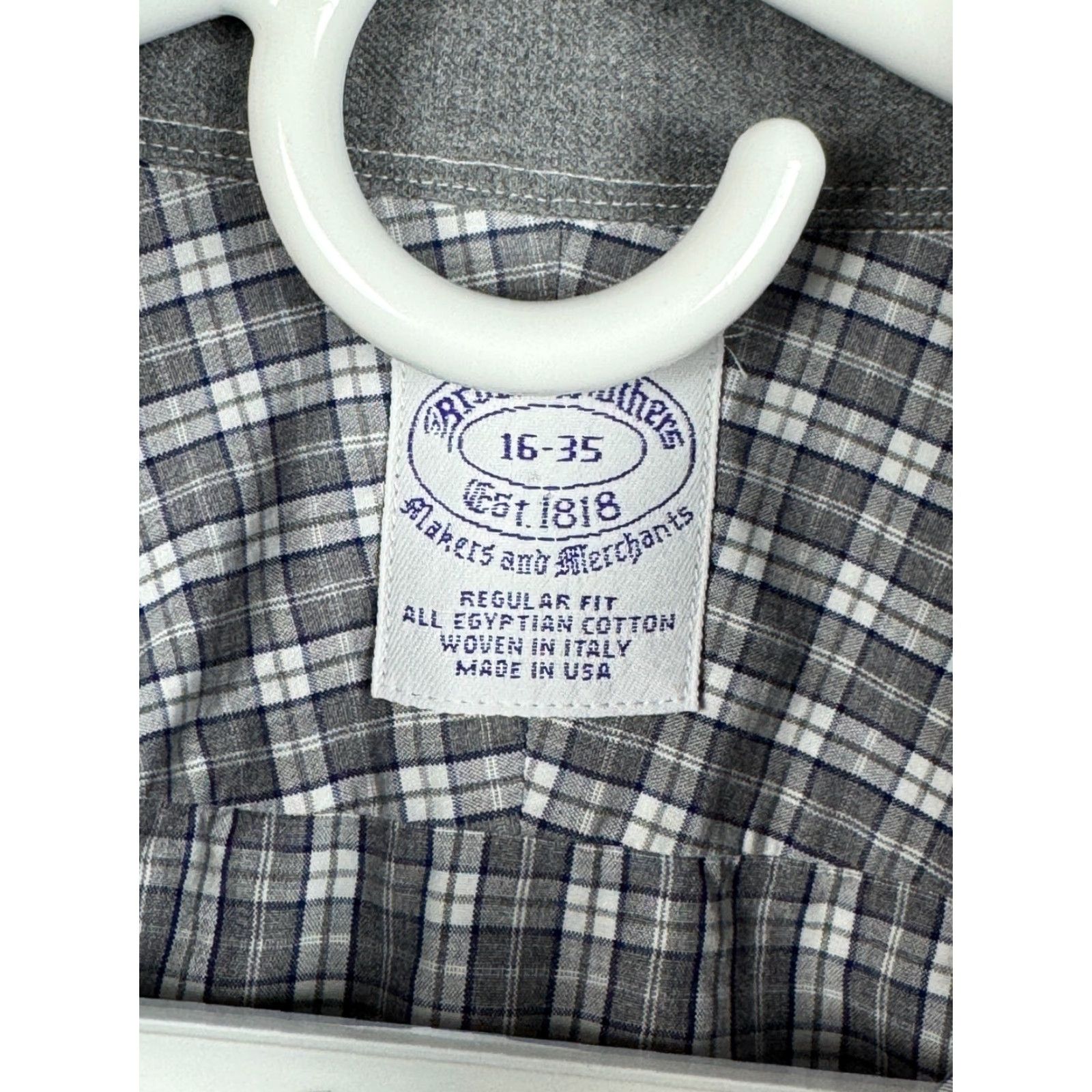 Brooks Brothers VINTAGE Brooks Brothers Shirt Men 16-35 Gray Plaid Button Up Woven USA Dress Shirt Collared Spread Long Sleeve 100% Egyptian Cotton Regular Size US L / EU 52-54 / 3 - 5 Thumbnail