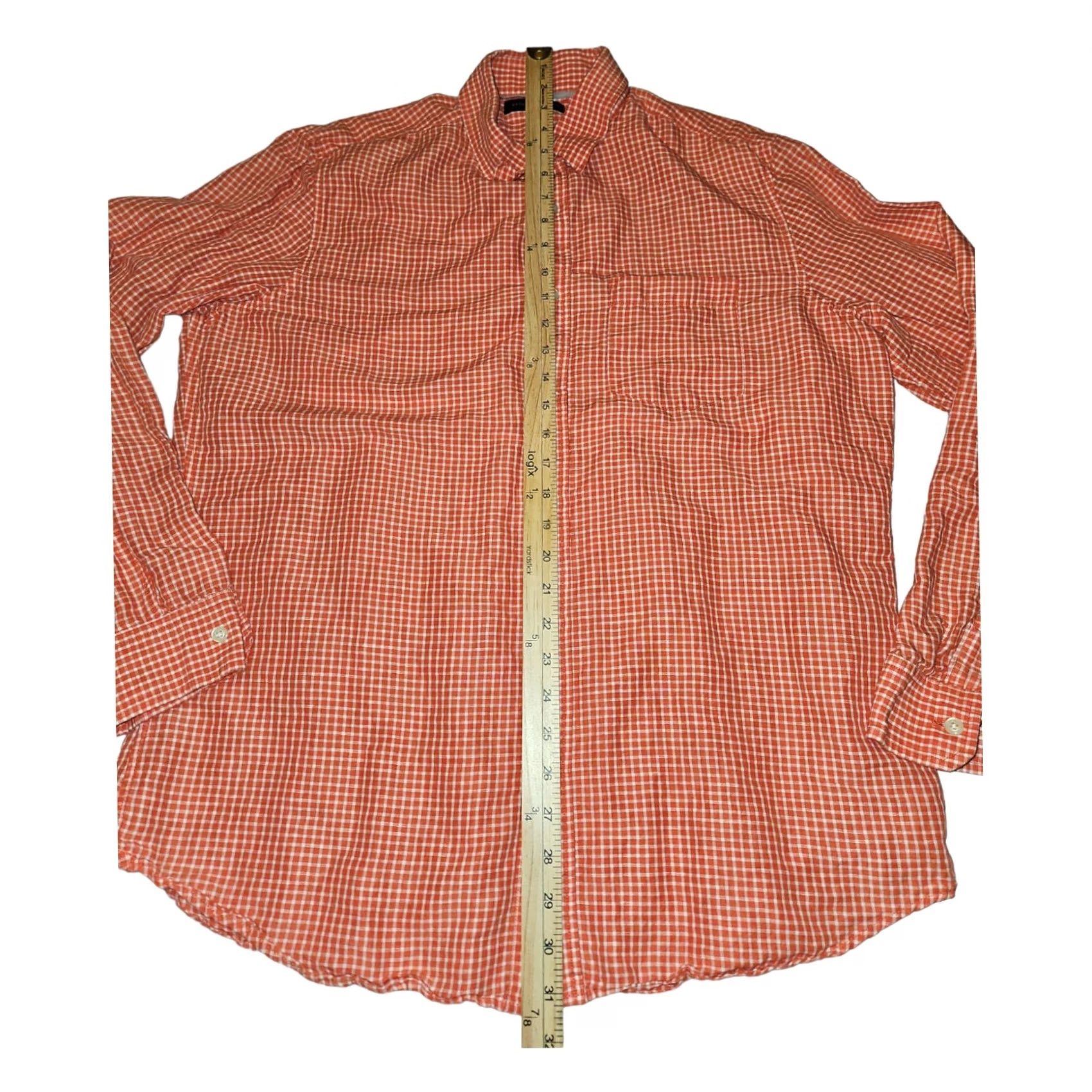 Banana Republic Banana Republic Button-Up Large Men's Burnt Orange Long Sleeve Check Classic Fit Shirt Size US L / EU 52-54 / 3 - 4 Thumbnail