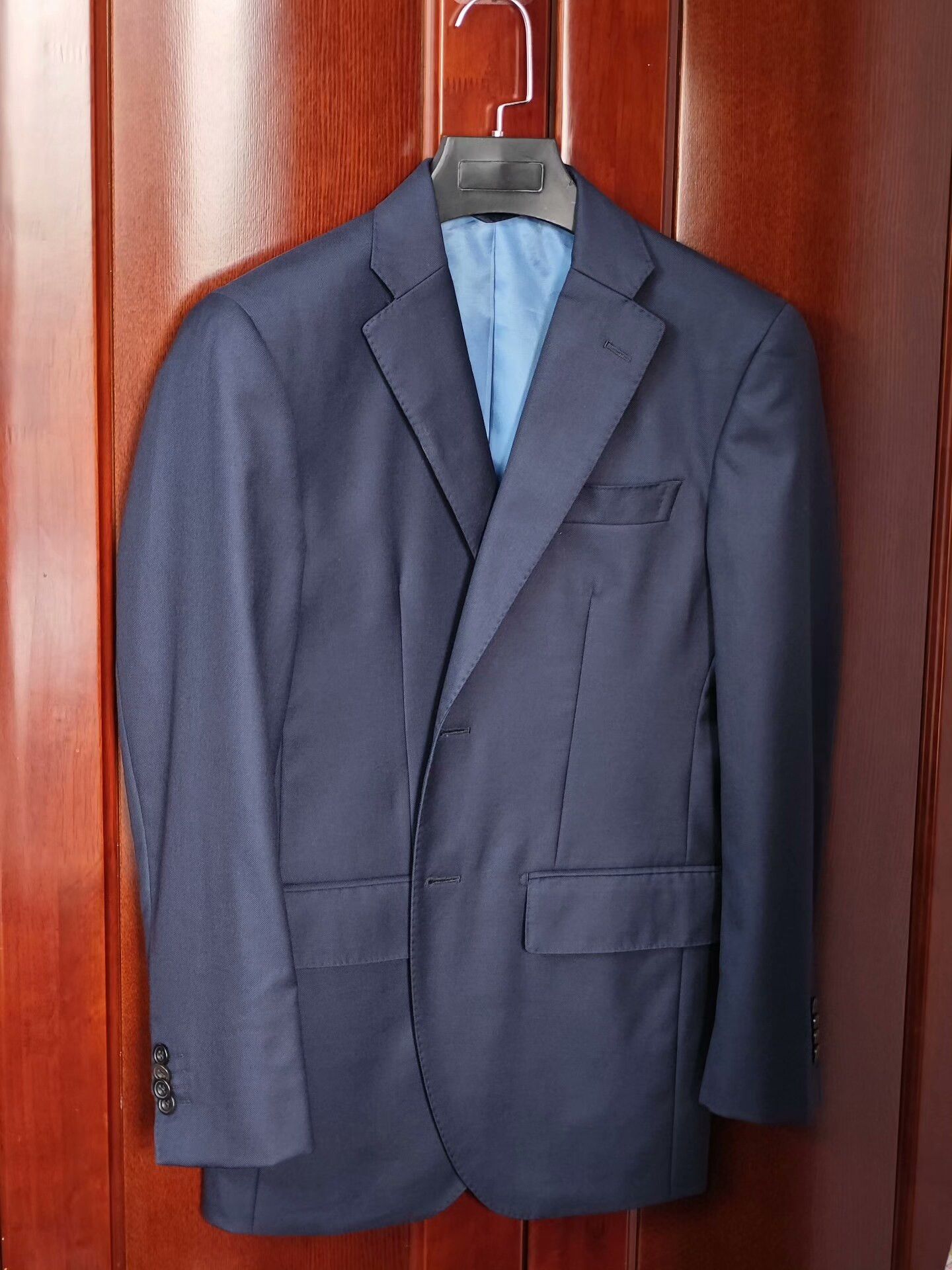 Holland & Sherry Navy Wool Cashmere Blend Custom Suit Size US S / EU 44-46 / 1 - 1 Thumbnail