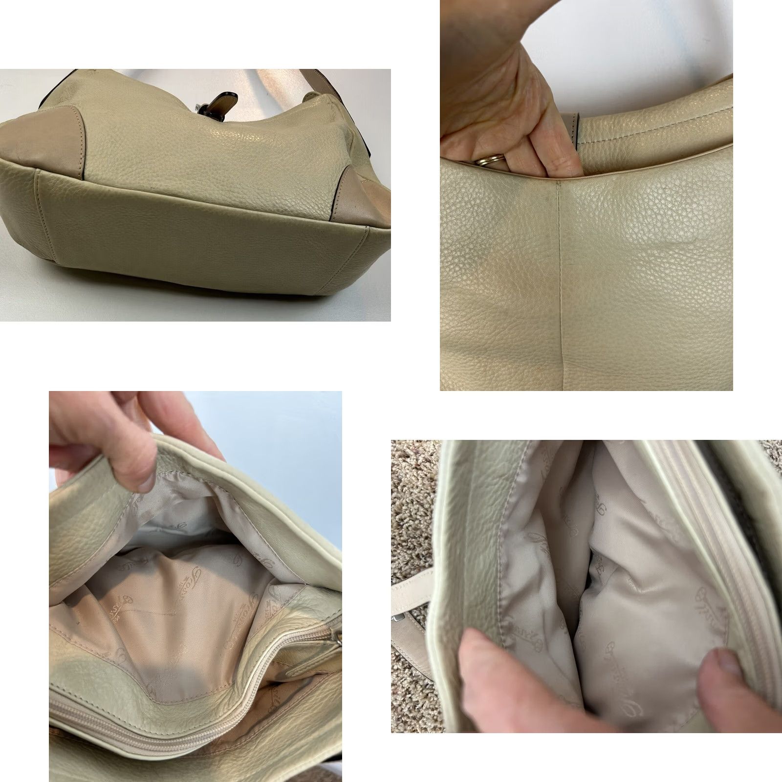 Fossil VINTAGE Fossil Leather Shoulder Bag Capsule Minimalist Ivory 3 Compartment Bag Womens Medium Size ONE SIZE - 8 Thumbnail