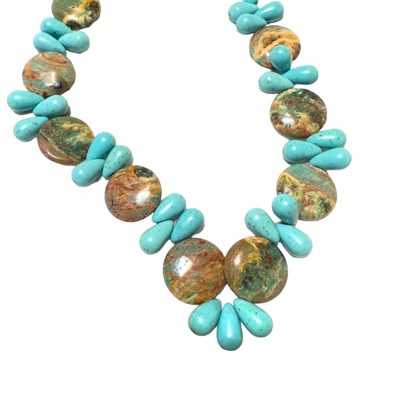 The Unbranded Brand Vintage Turquoise & Jasper Statement Gemstone Necklace Size ONE SIZE - 6 Thumbnail