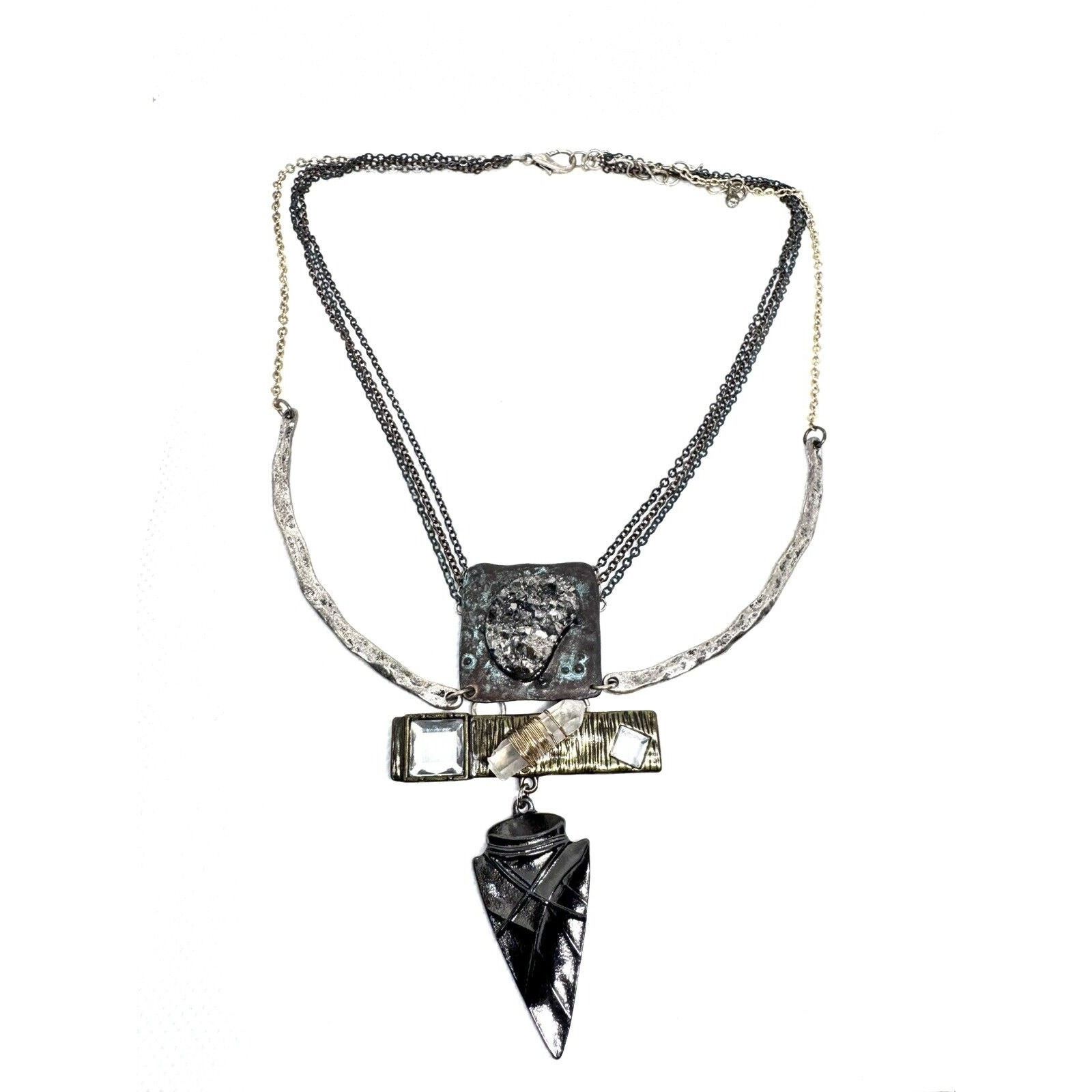 Other VINTAGE! VERY UNIQUE SILVER MULTIMEDIA QUARTZ NECKLACE Size ONE SIZE - 1 Thumbnail
