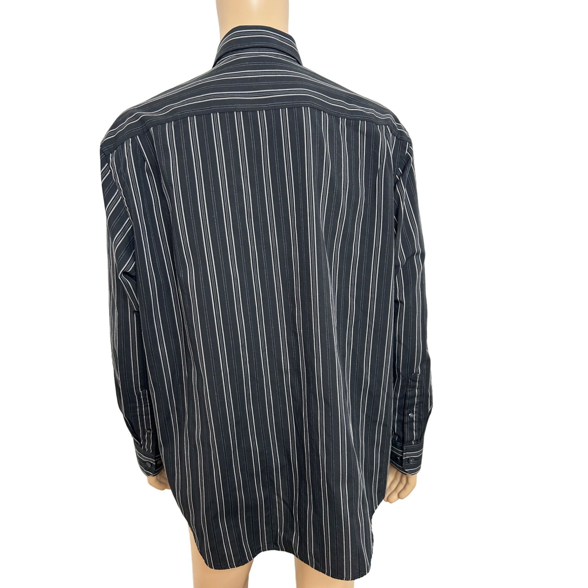 Van Heusen Van Heusen Men’s Button Up Shirt XL Black White Striped 17 - Size US XL / EU 56 / 4 - 3 Thumbnail