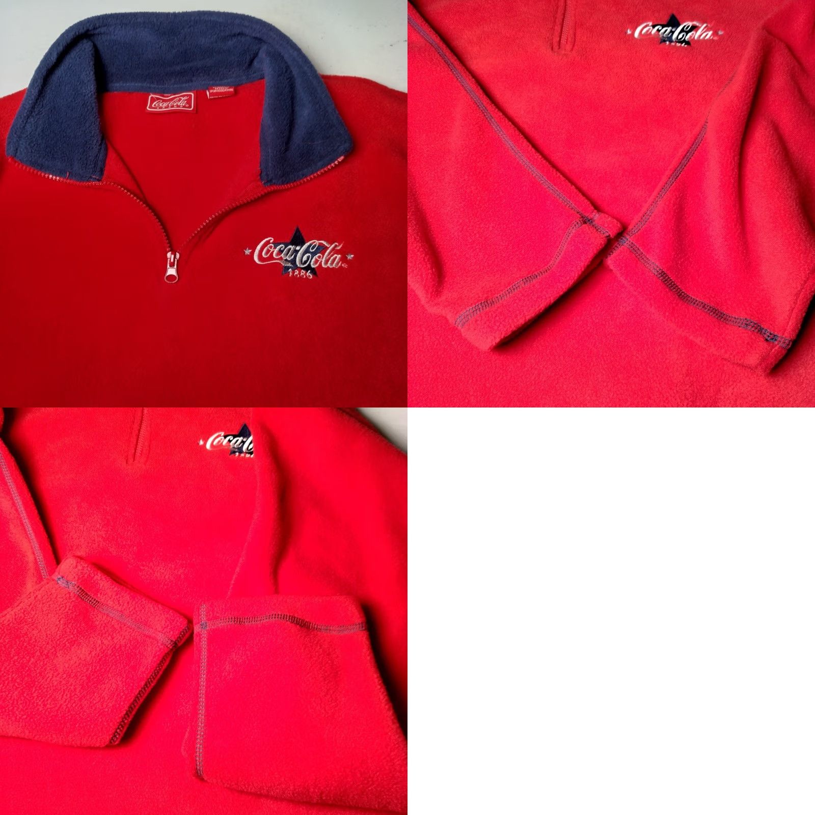 Vintage VINTAGE Coca-Cola Fleece Jacket XL Red Embroidered Stand-Up Collar Jacket Men 1990s Soda Pop Size US XL / EU 56 / 4 - 9 Thumbnail