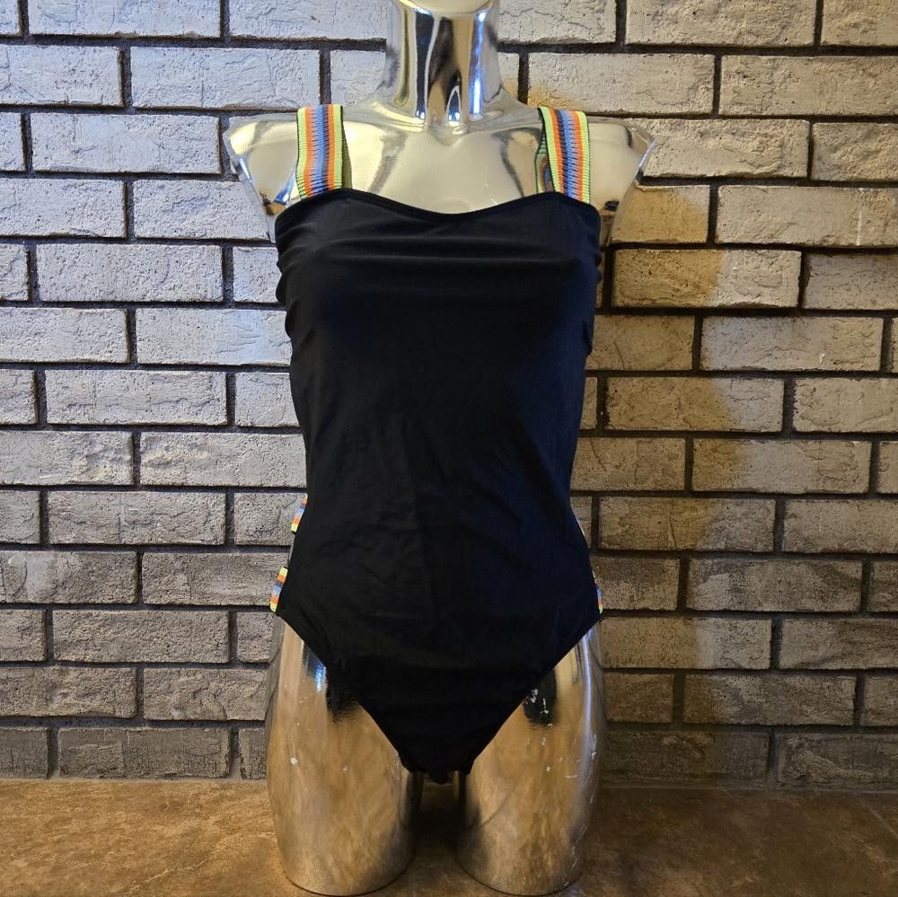 Shein Black Multicolored Band SHEIN Monokini Size ONE SIZE - 1 Thumbnail