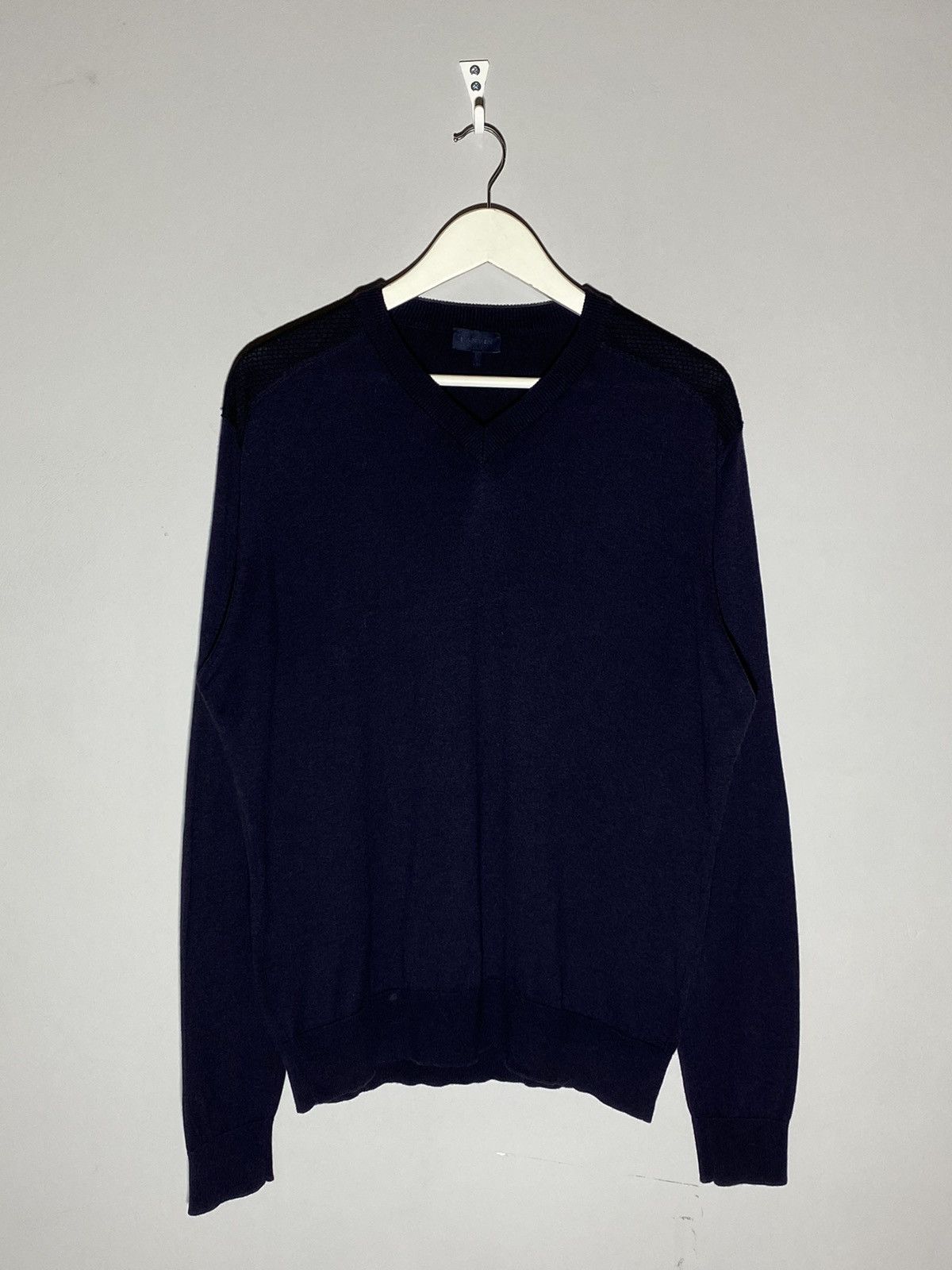 Lanvin Lanvin jumper merinos wool v-neck sweater midnight blue Size US L / EU 52-54 / 3 - 1 Thumbnail