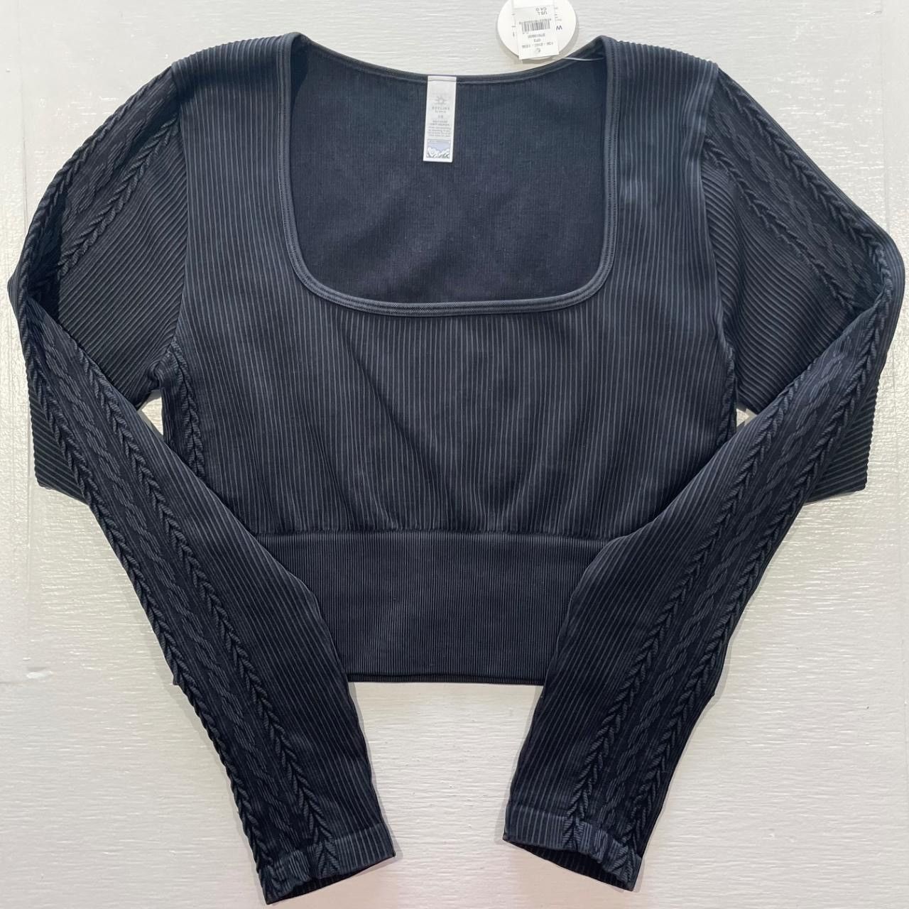 American Eagle Outfitters Aerie Seamless Square Neck Long Sleeve Cable Crop Top Size L / US 10 / IT 46 - 9 Thumbnail