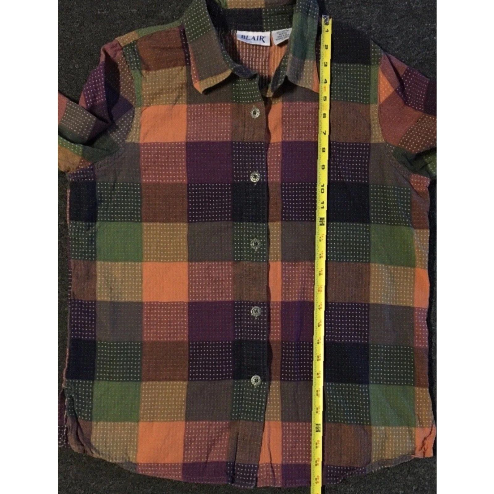 Vintage VINTAGE Abstract Patchwork Button Up Shirt M Women's Striped Long Sleeve Cotton Orange Size M / US 6-8 / IT 42-44 - 6 Thumbnail