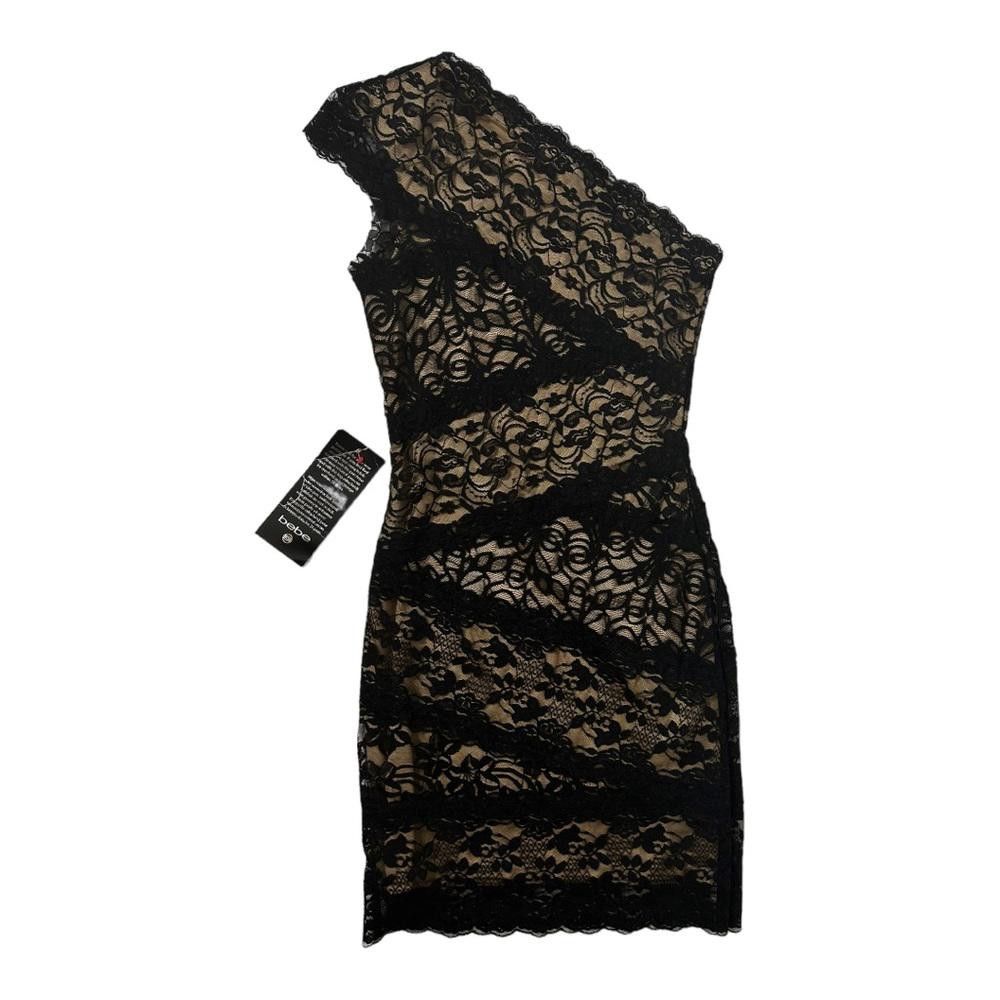 United Colors Of Benetton Bebe l NWT Black Lace One Shoulder Bandage Dress XS Size XS / US 0-2 / IT 36-38 - 2 Thumbnail