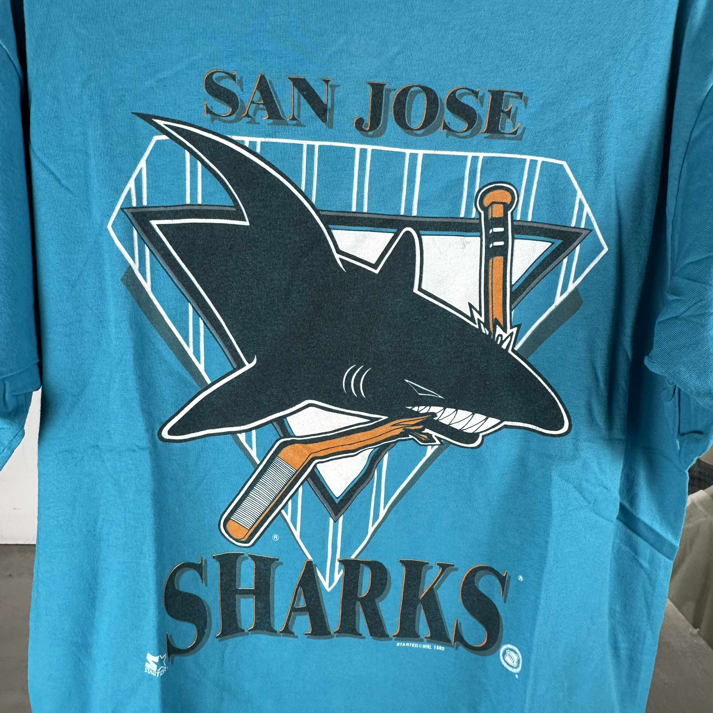 Vintage ​​​1992 San Jose Sharks NHL Starter Graphic XL T-Shirt Size US XL / EU 56 / 4 - 2 Thumbnail