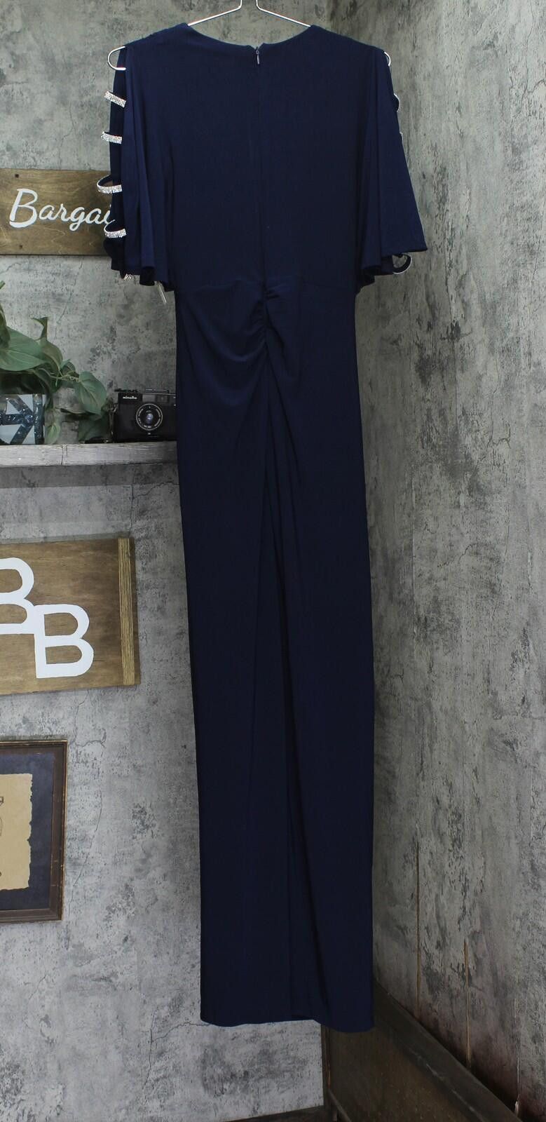Other Nwt Msk V-neck Trim Side Slit Evening Gown Dress Navy Blue S Size S / US 4 / IT 40 - 2 Thumbnail