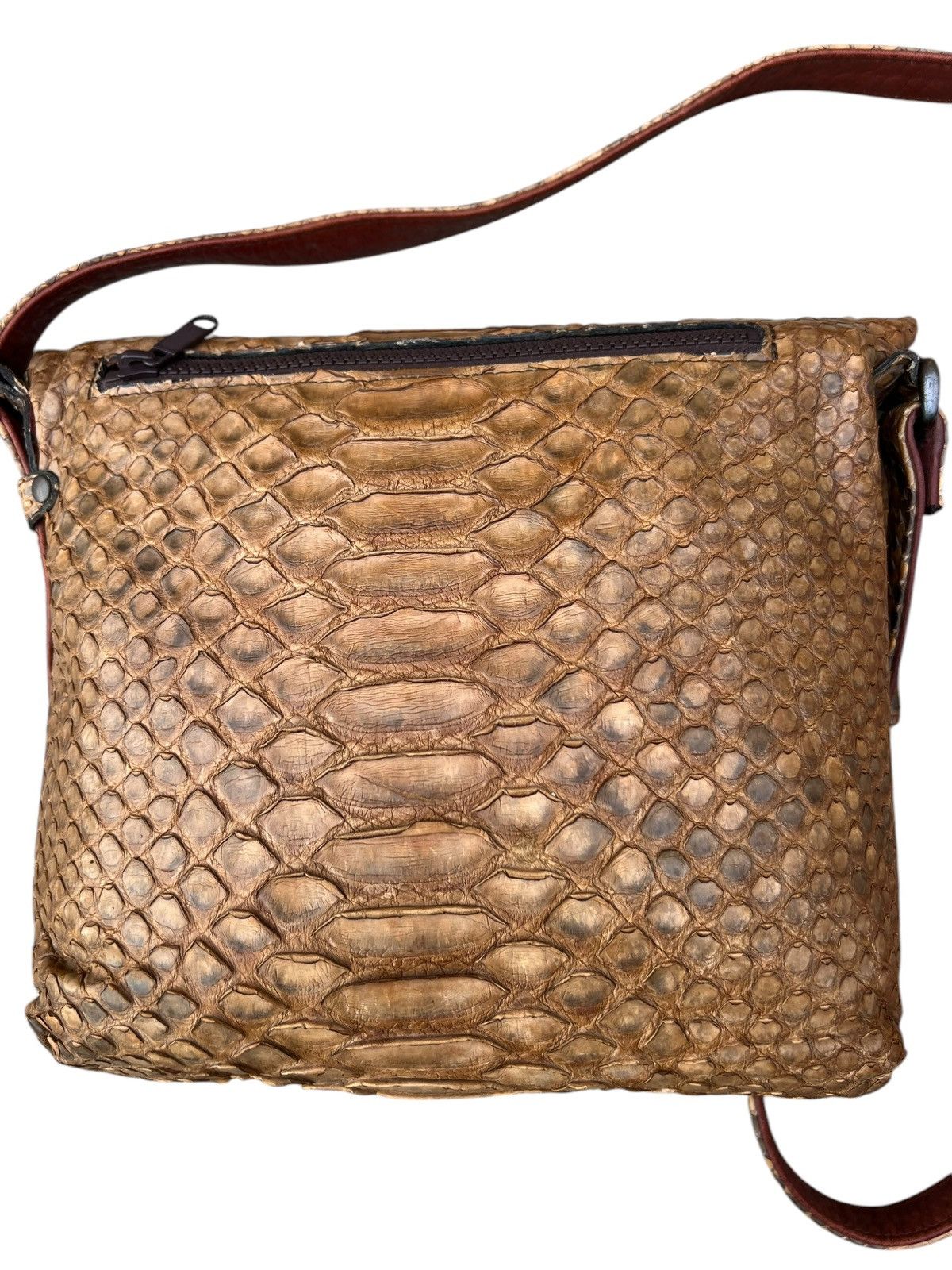 Leather Vintage Unknown Japan Brand Patina Python Skin Leather Bag Size ONE SIZE - 10 Thumbnail