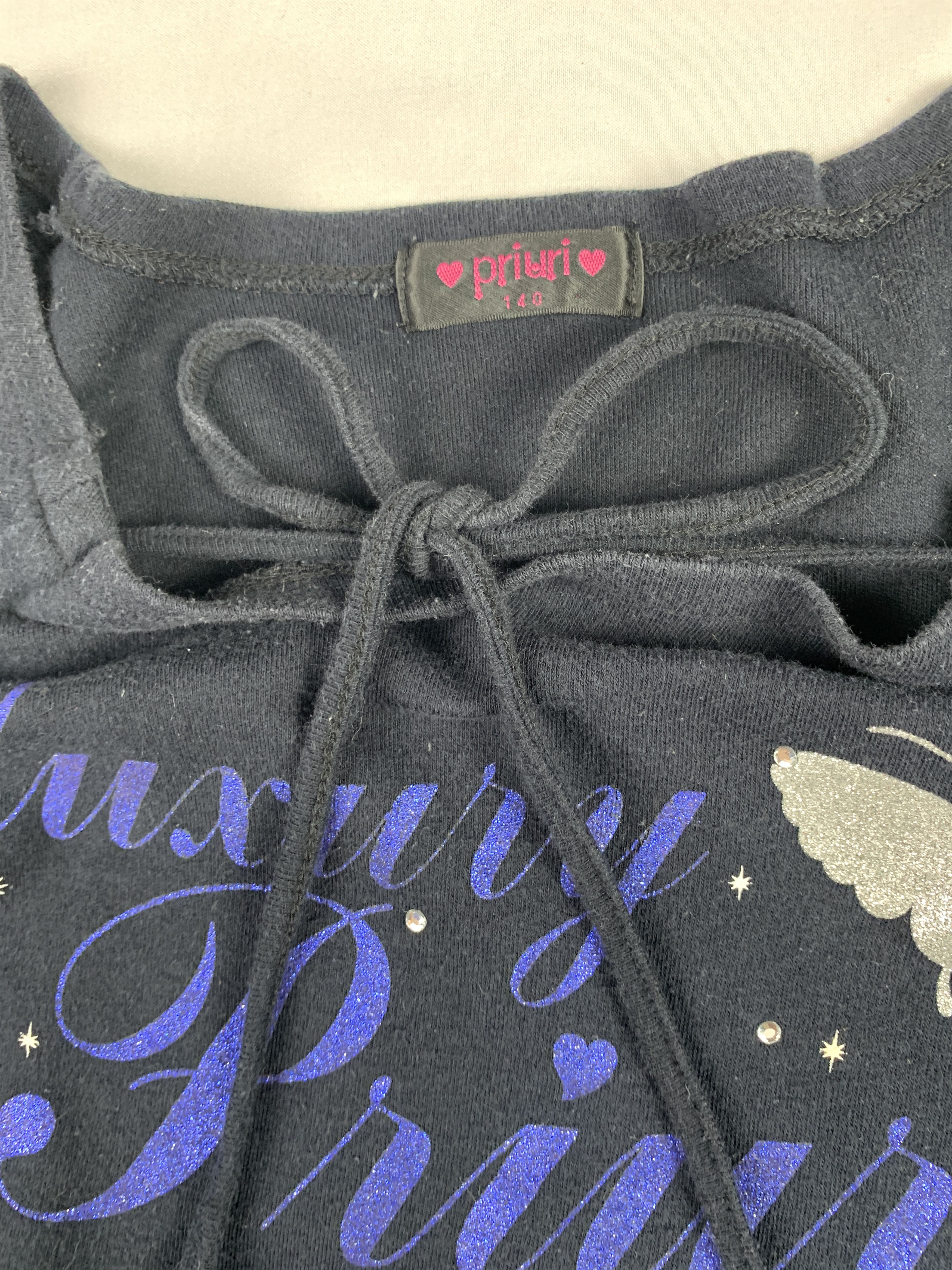 Japanese Brand 2000s Priuri Black Drawstrings Bowtie Tee (M) Size M / US 6-8 / IT 42-44 - 5 Thumbnail