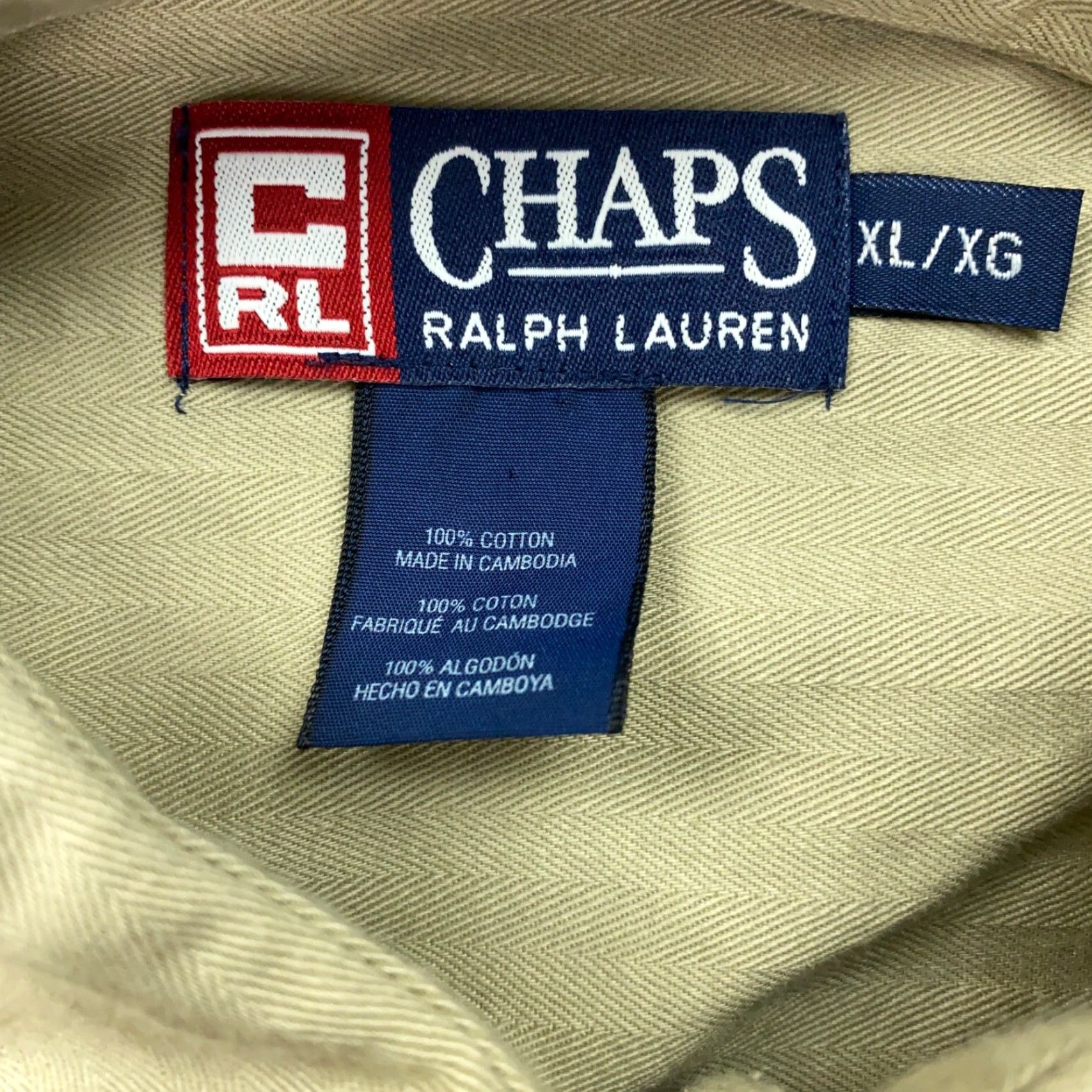 Ralph Lauren VINTAGE Chaps Ralph Lauren Button-Up Shirt Mens XL Beige Herringbone Long Sleeve Casual Workwear Size US XL / EU 56 / 4 - 4 Thumbnail