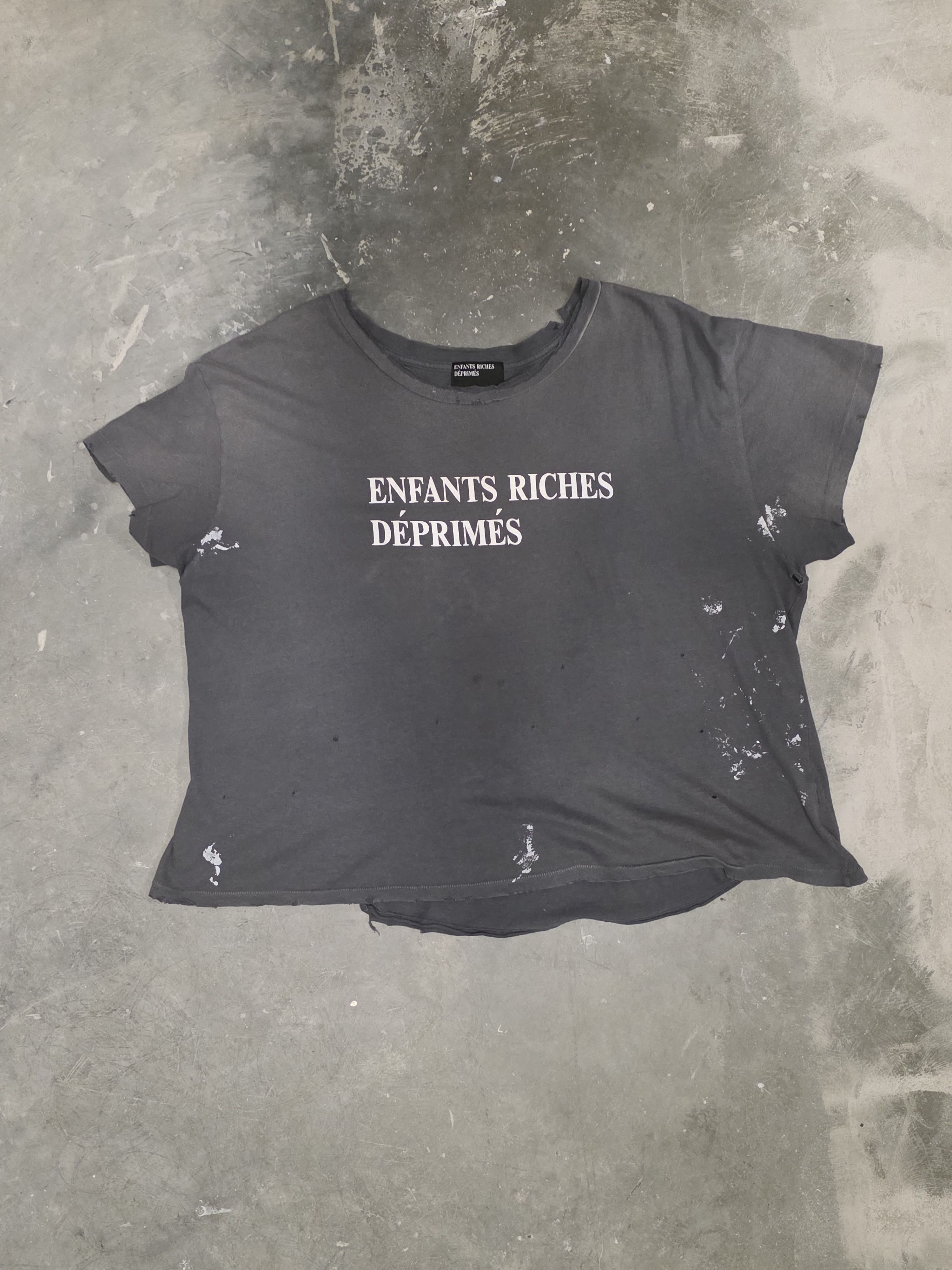 Enfants Riches Deprimes Thrashed Logo Tee - Grey Size US XL / EU 56 / 4 - 1 Thumbnail