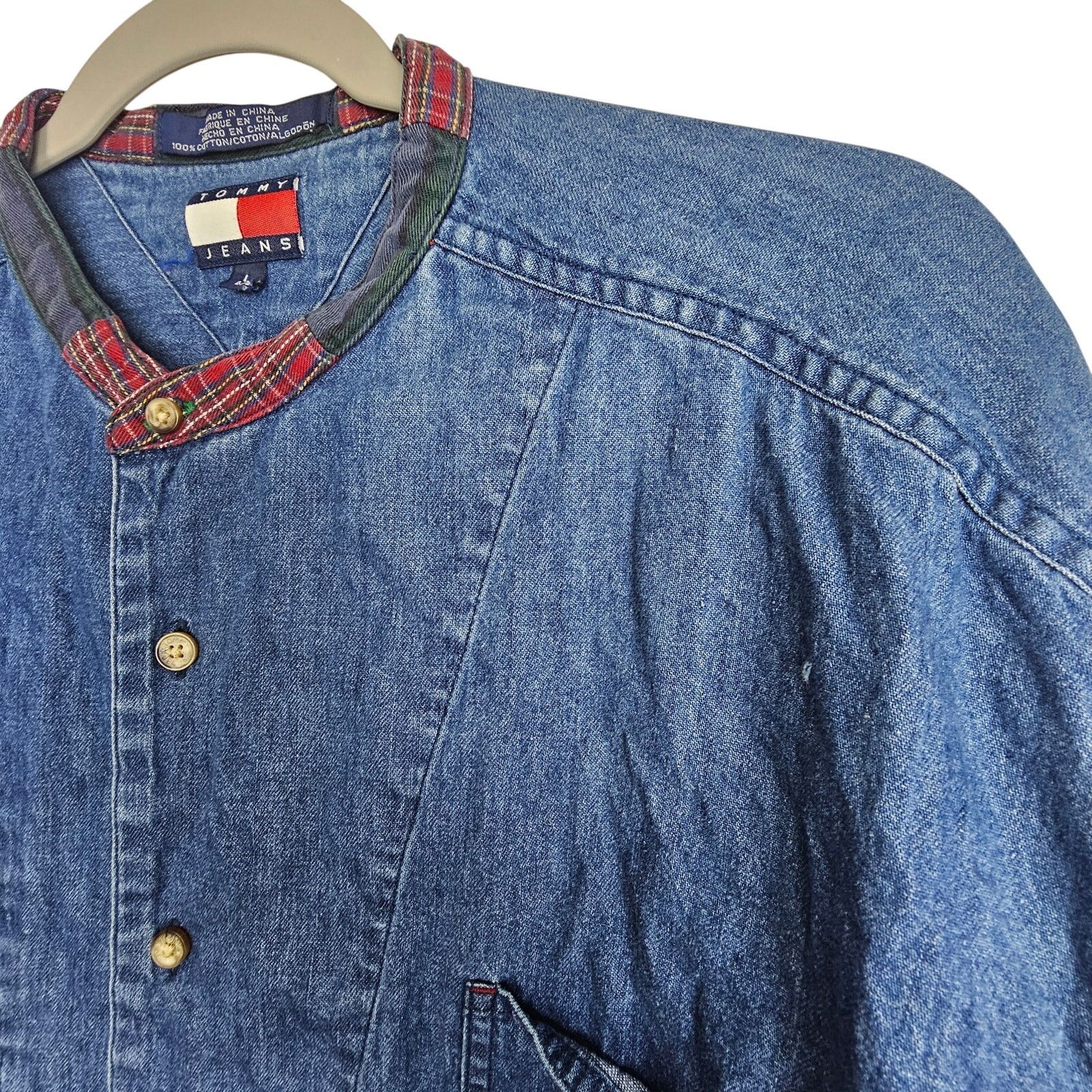 Vintage Y2K Tommy Hilfiger Jeans Mens Denim Shirt Sz L