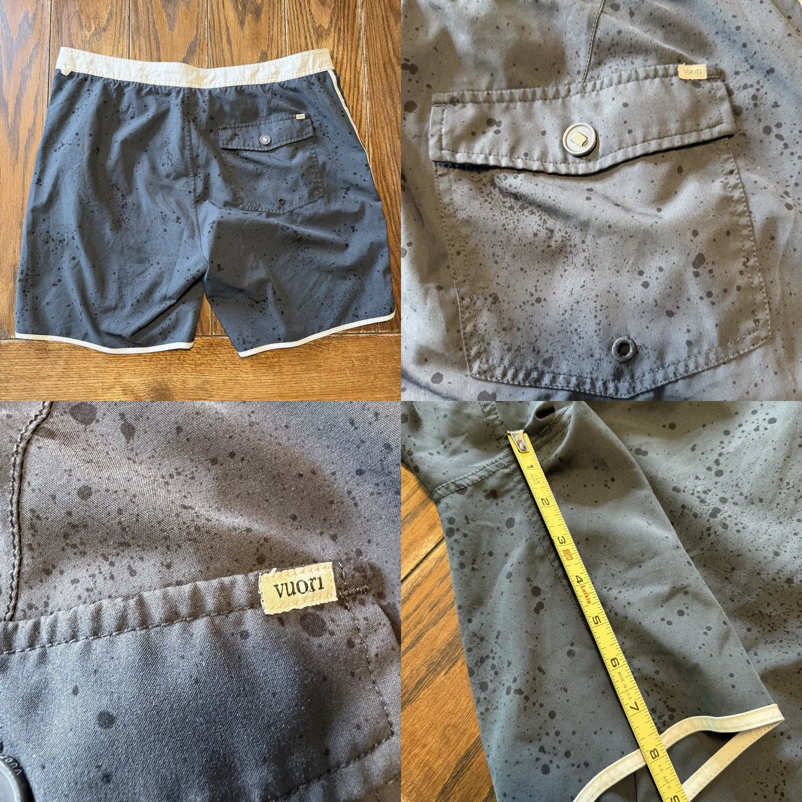 Vuori Vuori Cruise Shorts Mens 38 Black Spotted Swim Board Beach Shorts Drawstring Pockets Stretch MENS Size US 38 / EU 54 - 8 Thumbnail