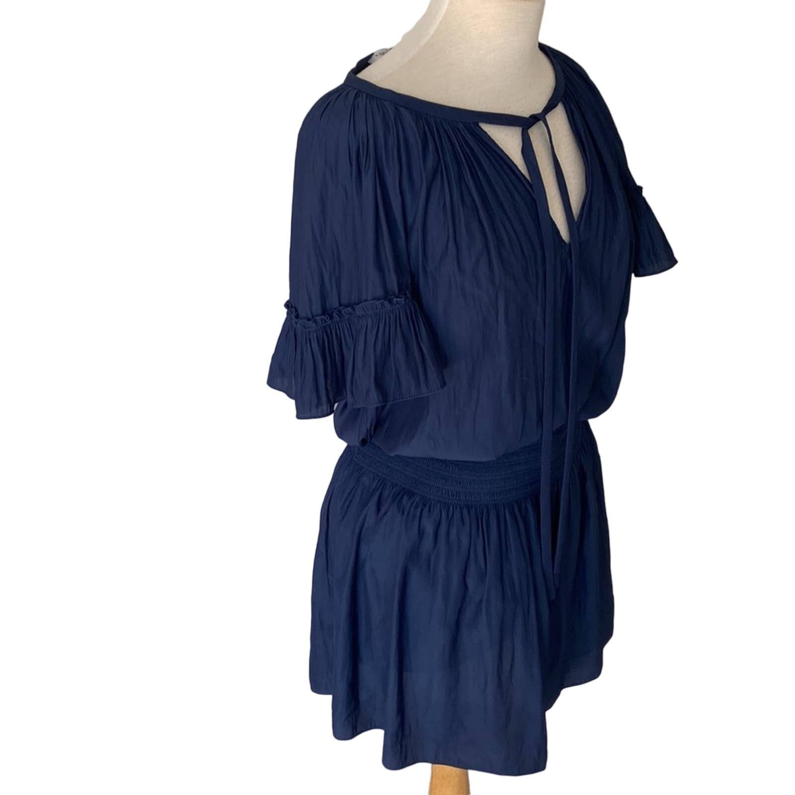 Ramy Brook Ramy Brook Pleated Flutter Sleeve Mini Dress Navy Medium Size M / US 6-8 / IT 42-44 - 7 Thumbnail