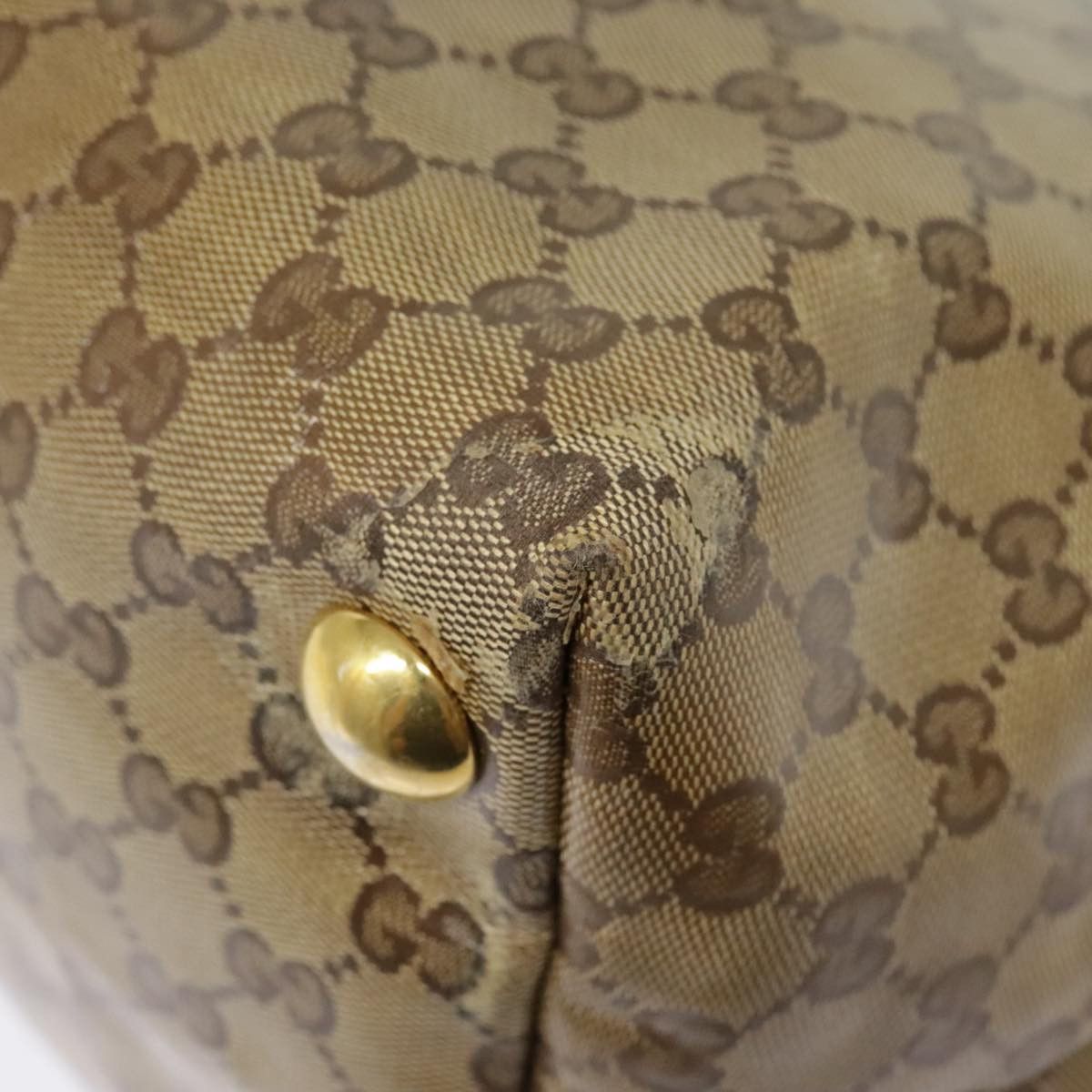GUCCI GG Crystal Tote Bag Coated Canvas Beige White Silver