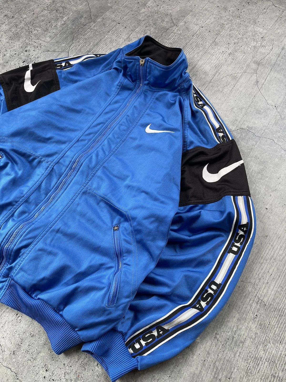 Nike × Vintage Vintage 90's Nike USA Drill Track Jacket Big Swoosh Size US M / EU 48-50 / 2 - 7 Thumbnail