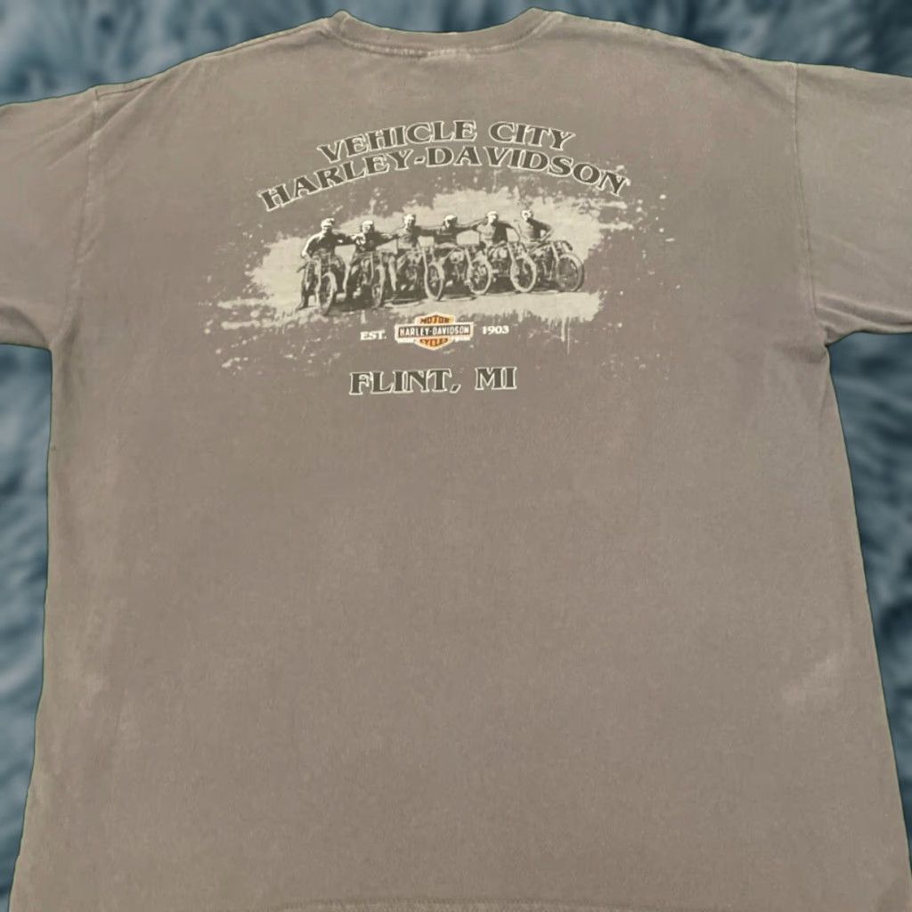 Harley Davidson VINTAGE Harley-Davidson 90s Y2k Graphic Shirt XL Men Gray Short Sleeve T-Shirt Flint Michigan Biker Motorcycle 2003 VTG Size US XL / EU 56 / 4 - 1 Thumbnail