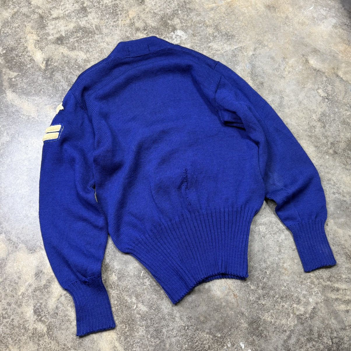 Vintage vintage 50s 60s blue v neck knitted sweater pullover Size US M / EU 48-50 / 2 - 7 Thumbnail