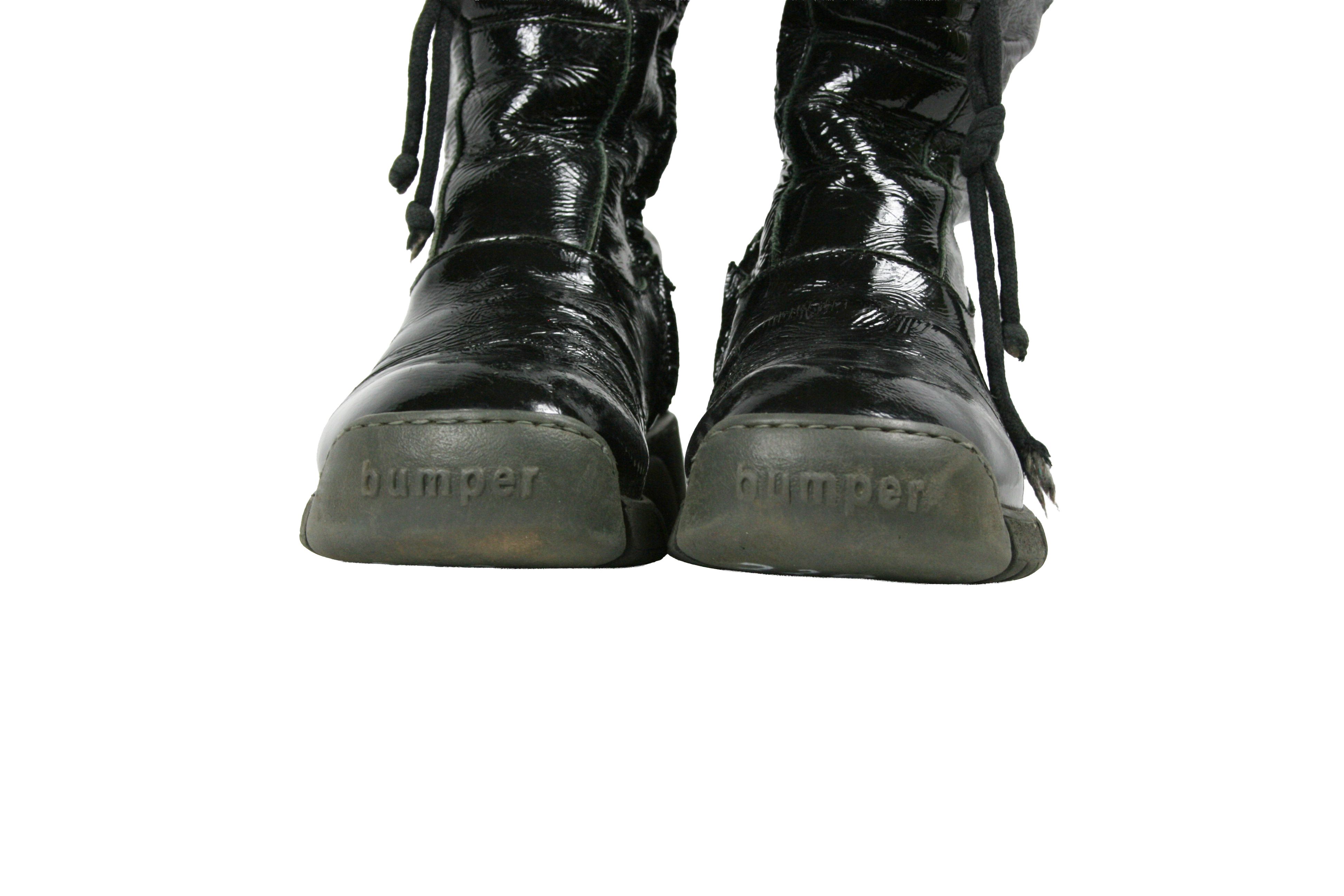 Japanese Brand 00S Bumper Y2K Patent Leather Mid Moto Boots Vintage Size US 6 / IT 36 - 4 Thumbnail