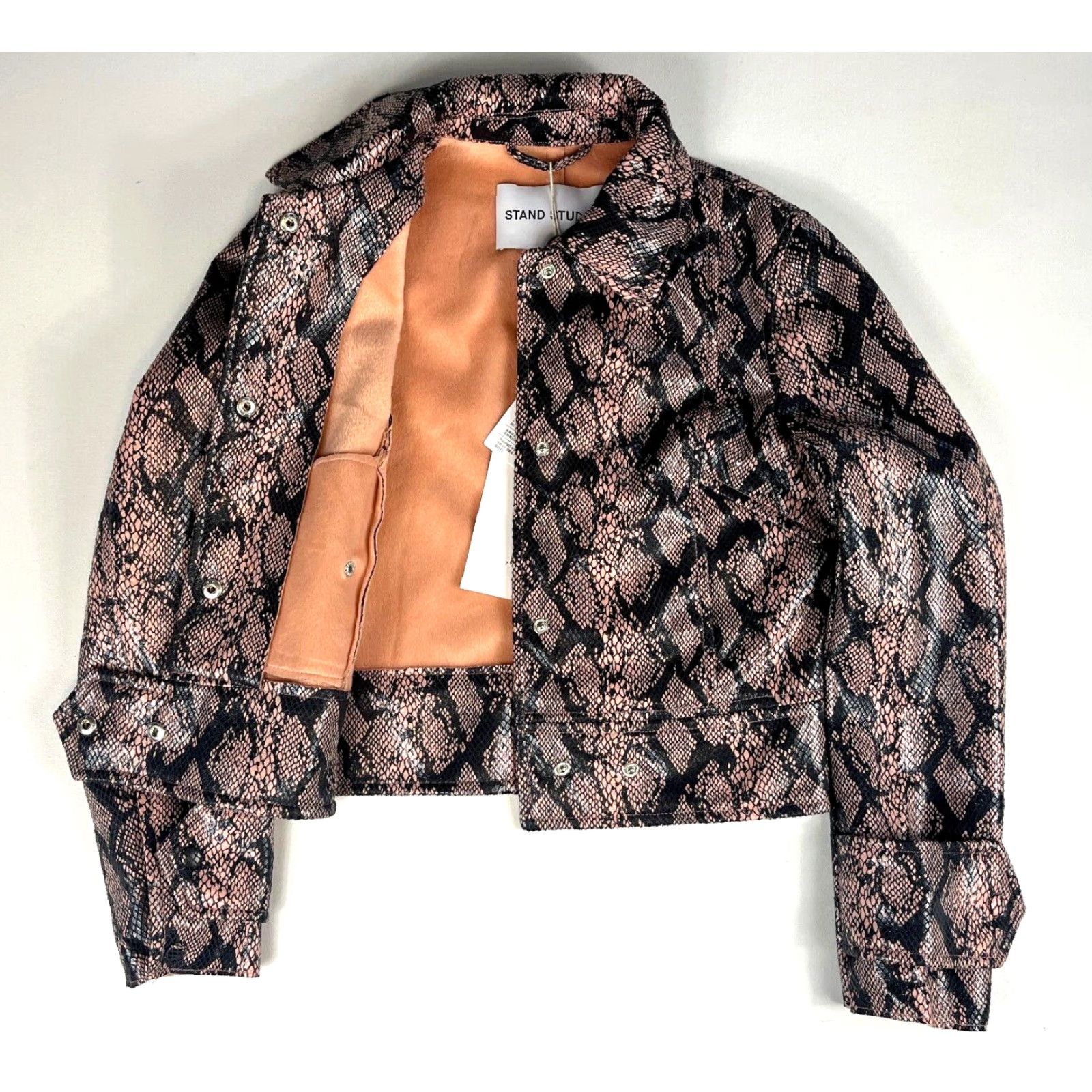 STAND STUDIO Stand Studio Erin Jacket XS Peach Snake - NWT - Faux Snake - Women's Biker Jacket, Short Length, Long Sleeve, Collared, Pockets, City Designer Size XS / US 0-2 / IT 36-38 - 7 Thumbnail