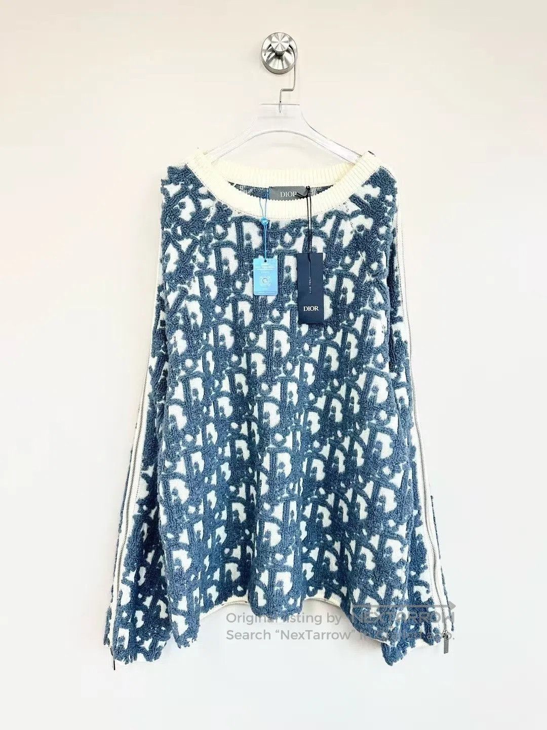 Dior Dior Blue White Monogram Zip Knit Sweater. Size US XL / EU 56 / 4 - 1 Thumbnail