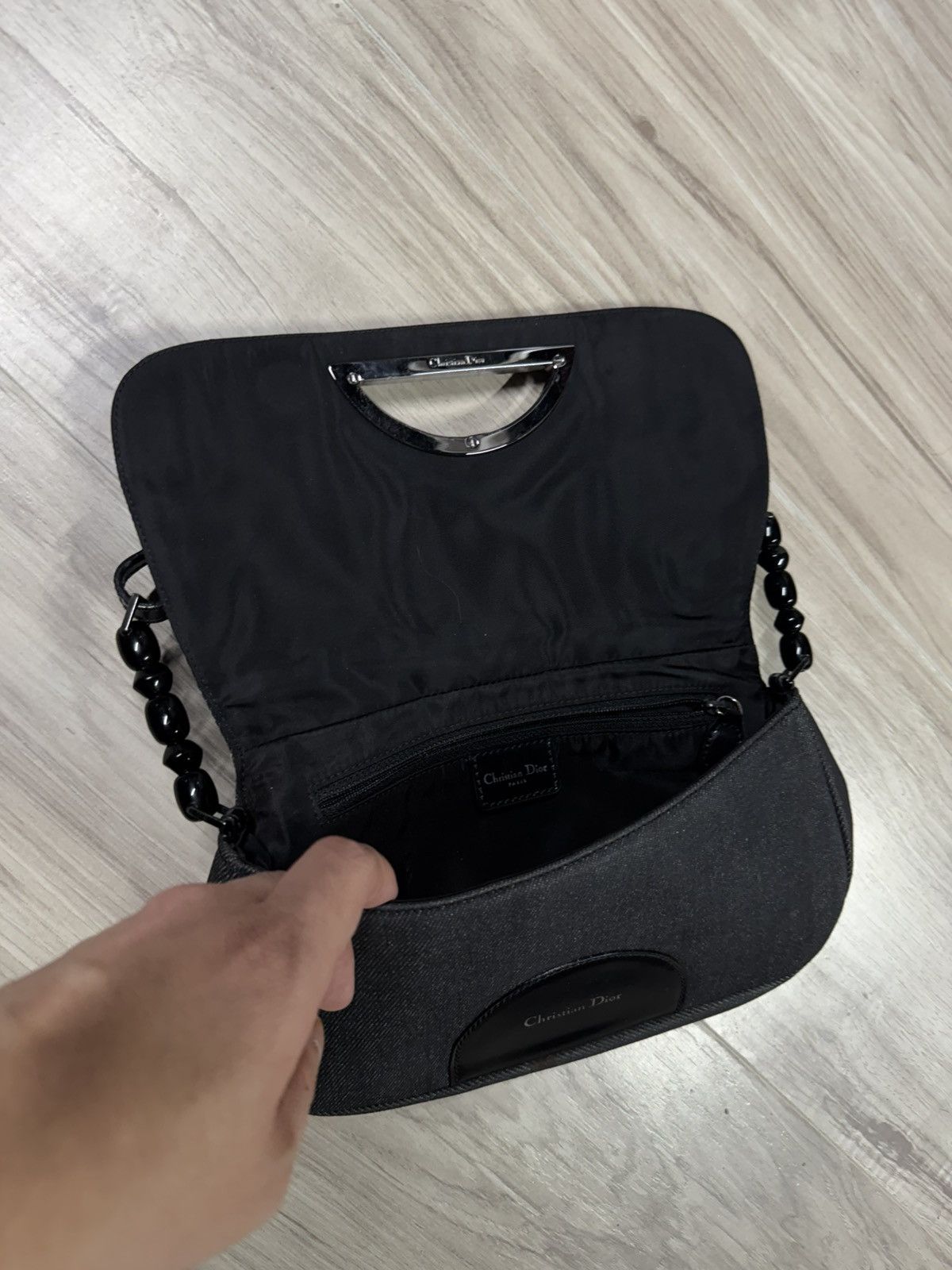 Dior Christian Dior Black Handbag Women’s Canvas Leather Tote Bag Size ONE SIZE - 14 Thumbnail