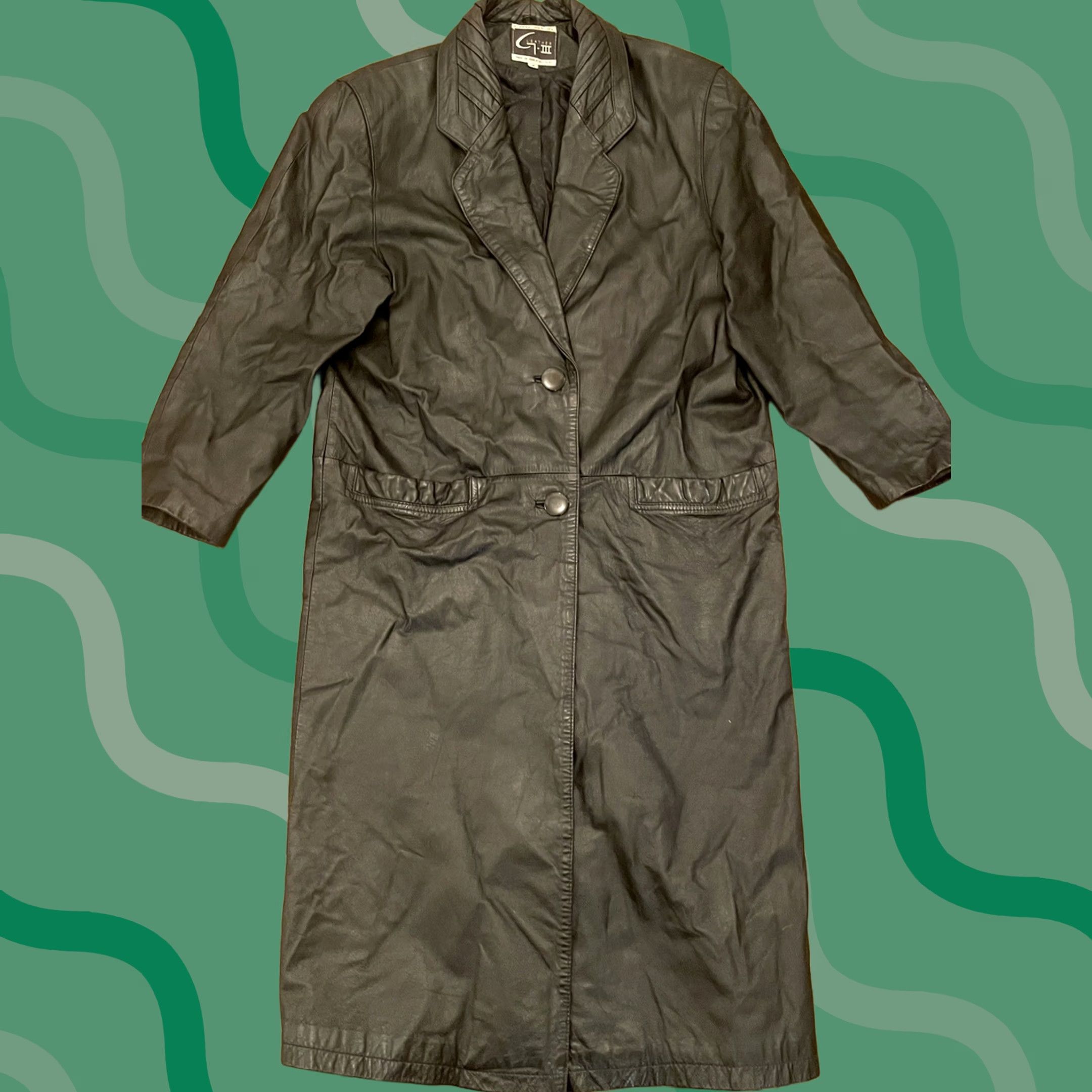 G-III G-III Women's Trench Coat Long Leather Black M Shirt? Size M / US 6-8 / IT 42-44 - 1 Thumbnail