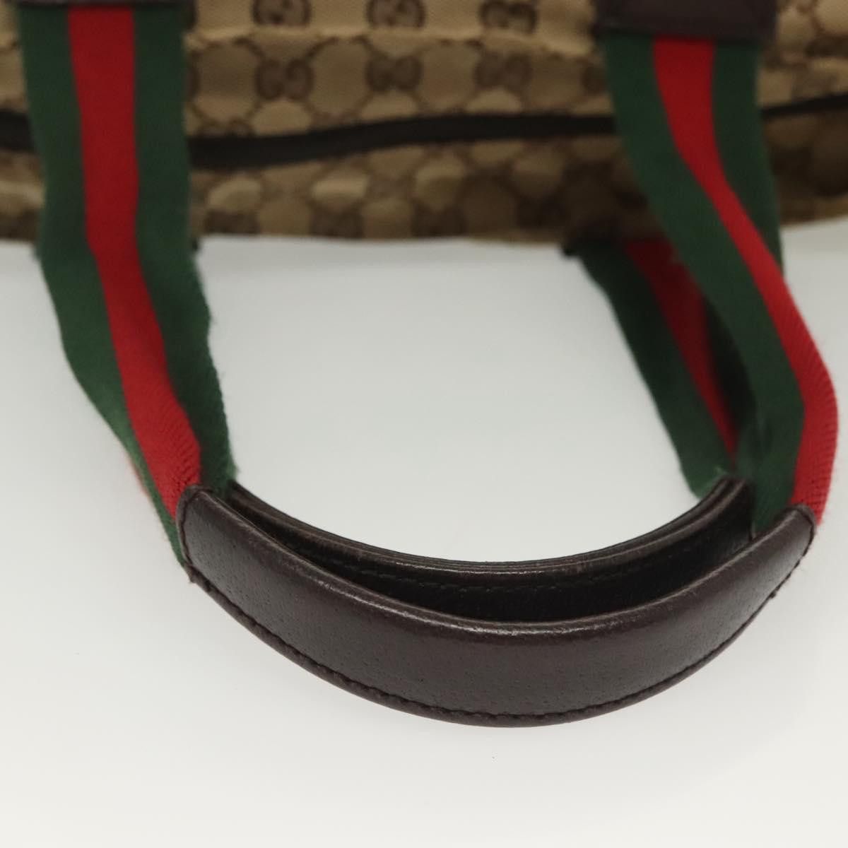Gucci GUCCI GG Canvas Web Sherry Line Tote Bag Beige Green Red Size ONE SIZE - 7 Thumbnail