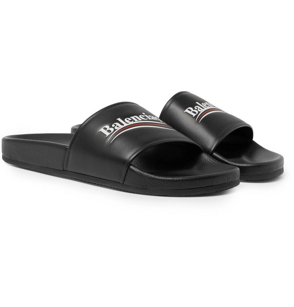 Balenciaga Leather Campaign Logo Slide Pool Sandal Flip Flop Flat 44 11 Size US 11 / EU 44 - 1 Thumbnail